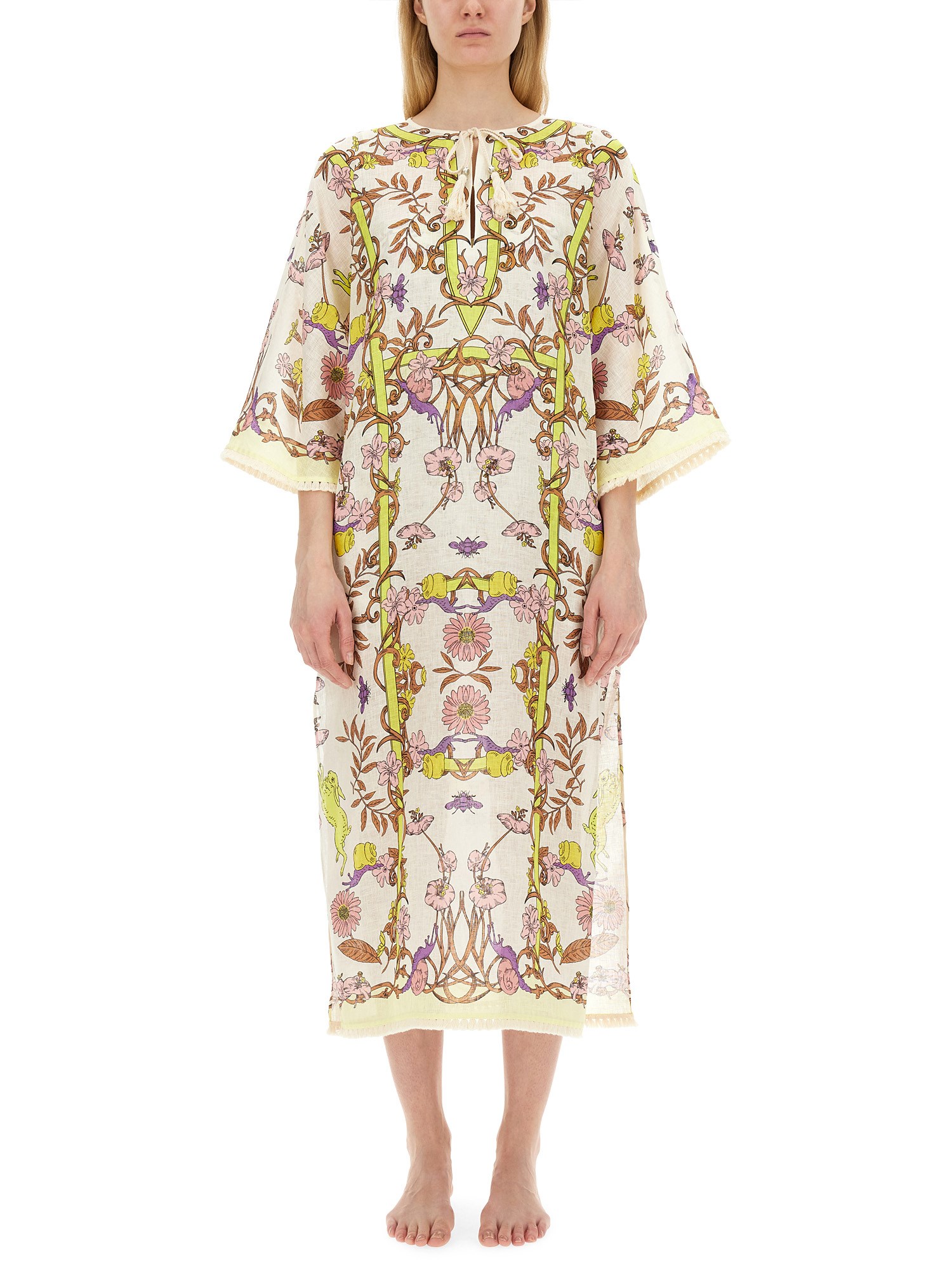 Shop Tory Burch Caftan With Print In Multicolour