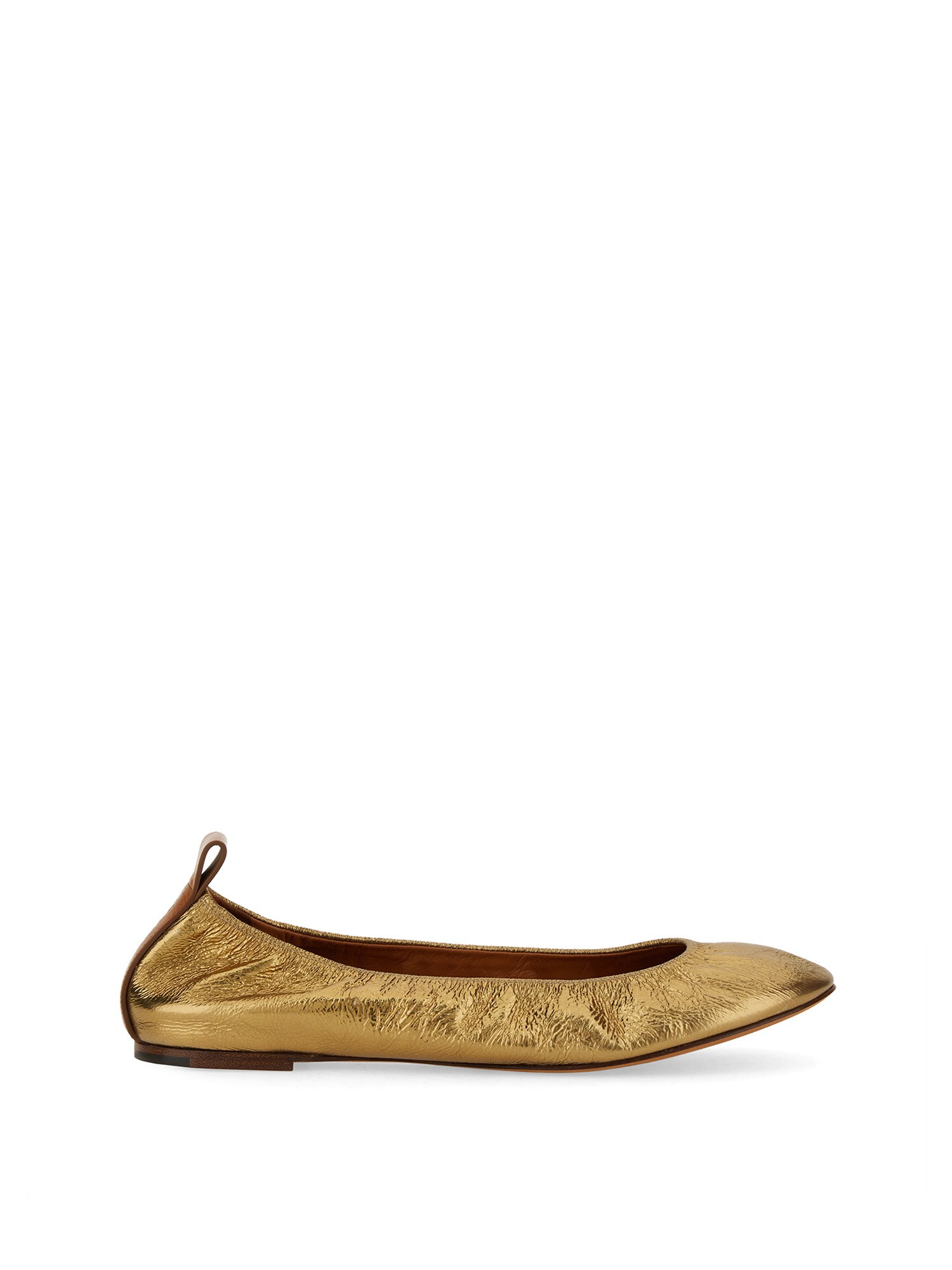 Shop Lanvin Leather Ballerina In Gold