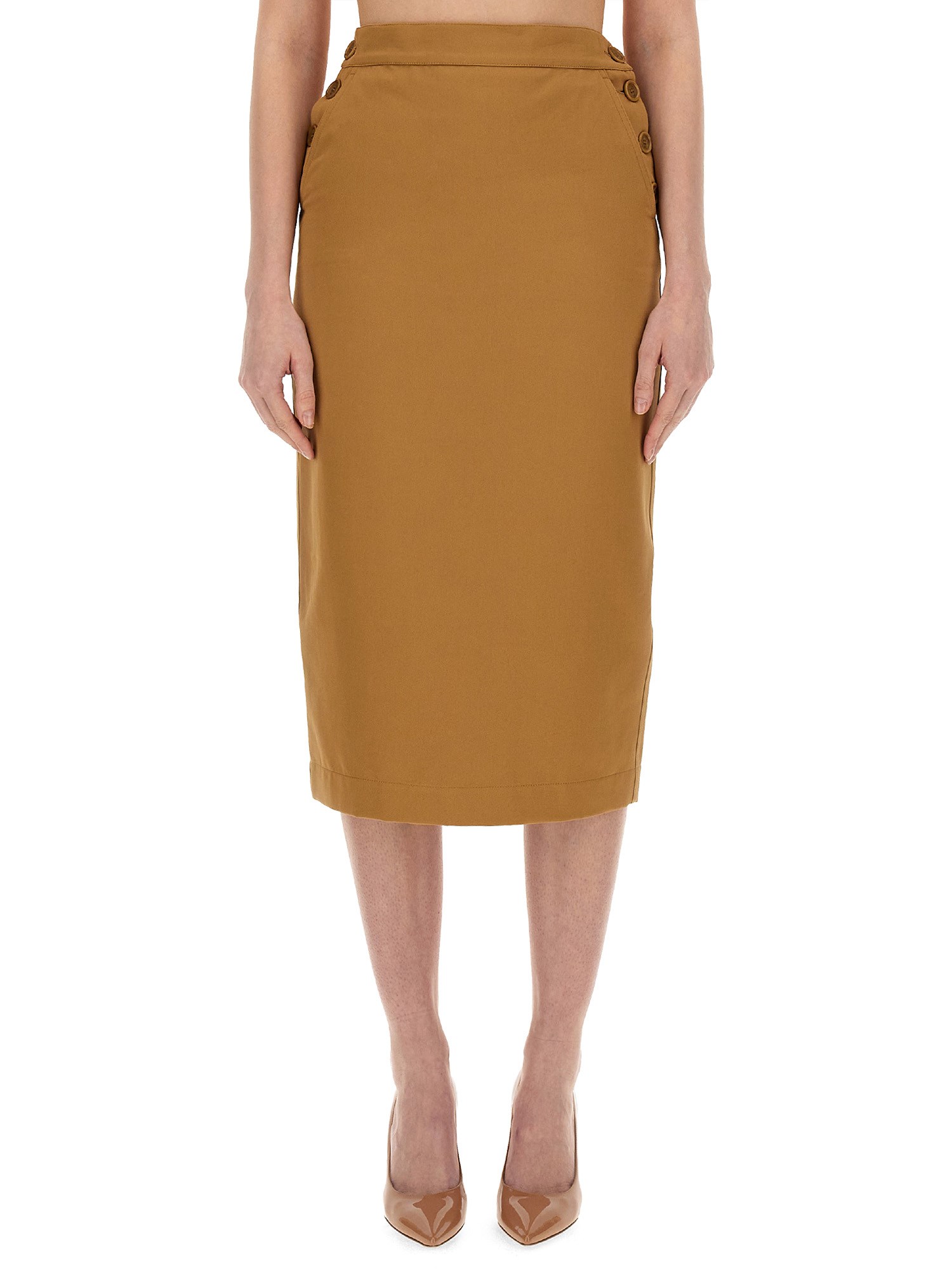 Max Mara Cresta Antidrop Cotton Skirt In Buff