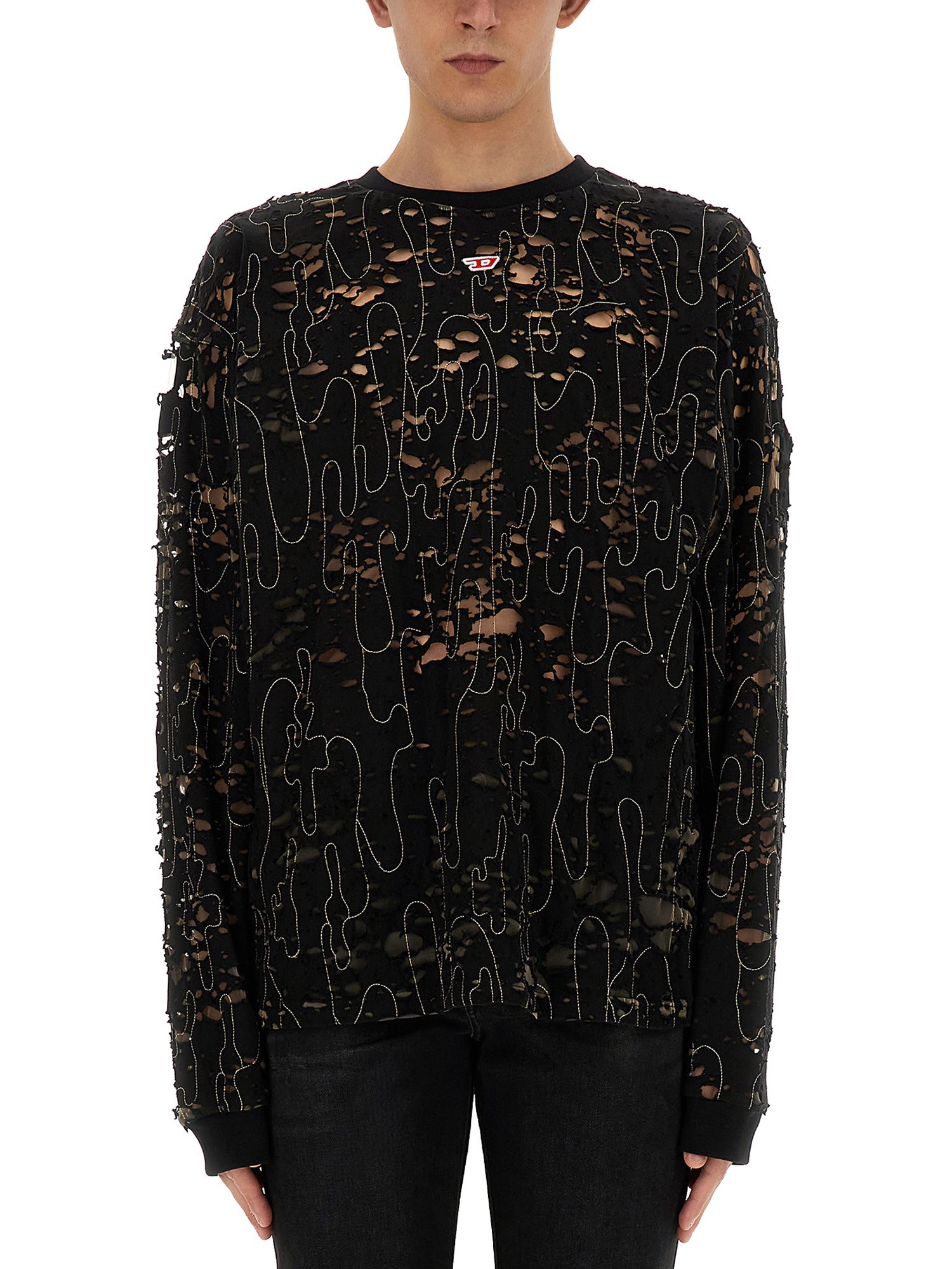 Diesel Jersey "t-boxt-ls-devor" In Black