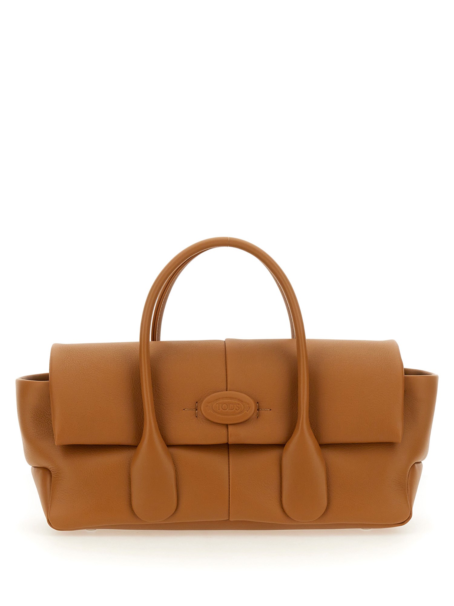 Shop Tod's Reverse Ew Flap Small "di Bag" Bag In Buff