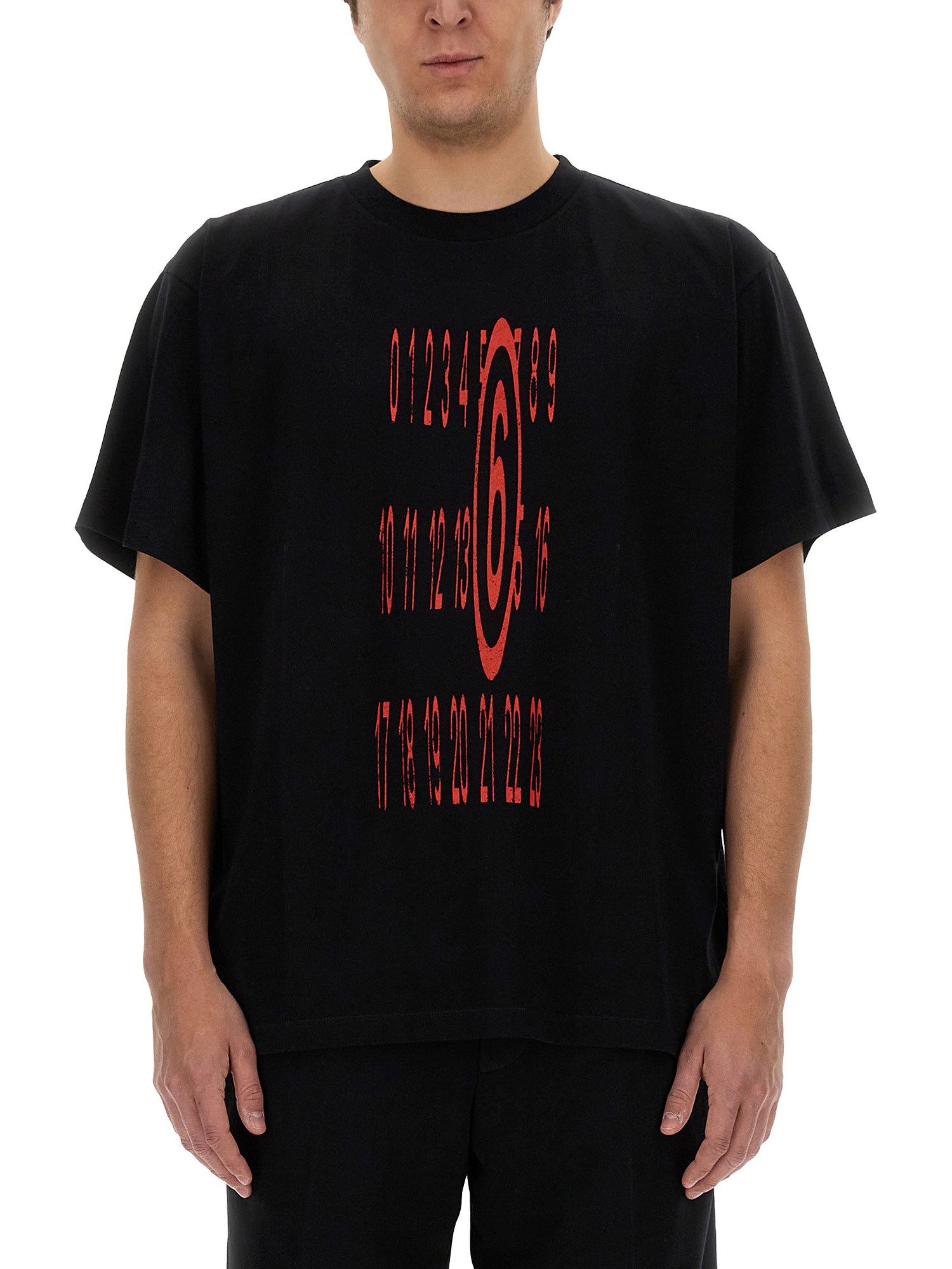 Shop Mm6 Maison Margiela Basic T-shirt With Print In Black