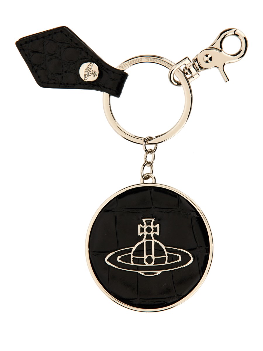 【VIVIENNE WESTWOOD】Crocodile Thin Line Orb Keyring Black VIVIENNE WESTWOOD - KEYCHAIN 