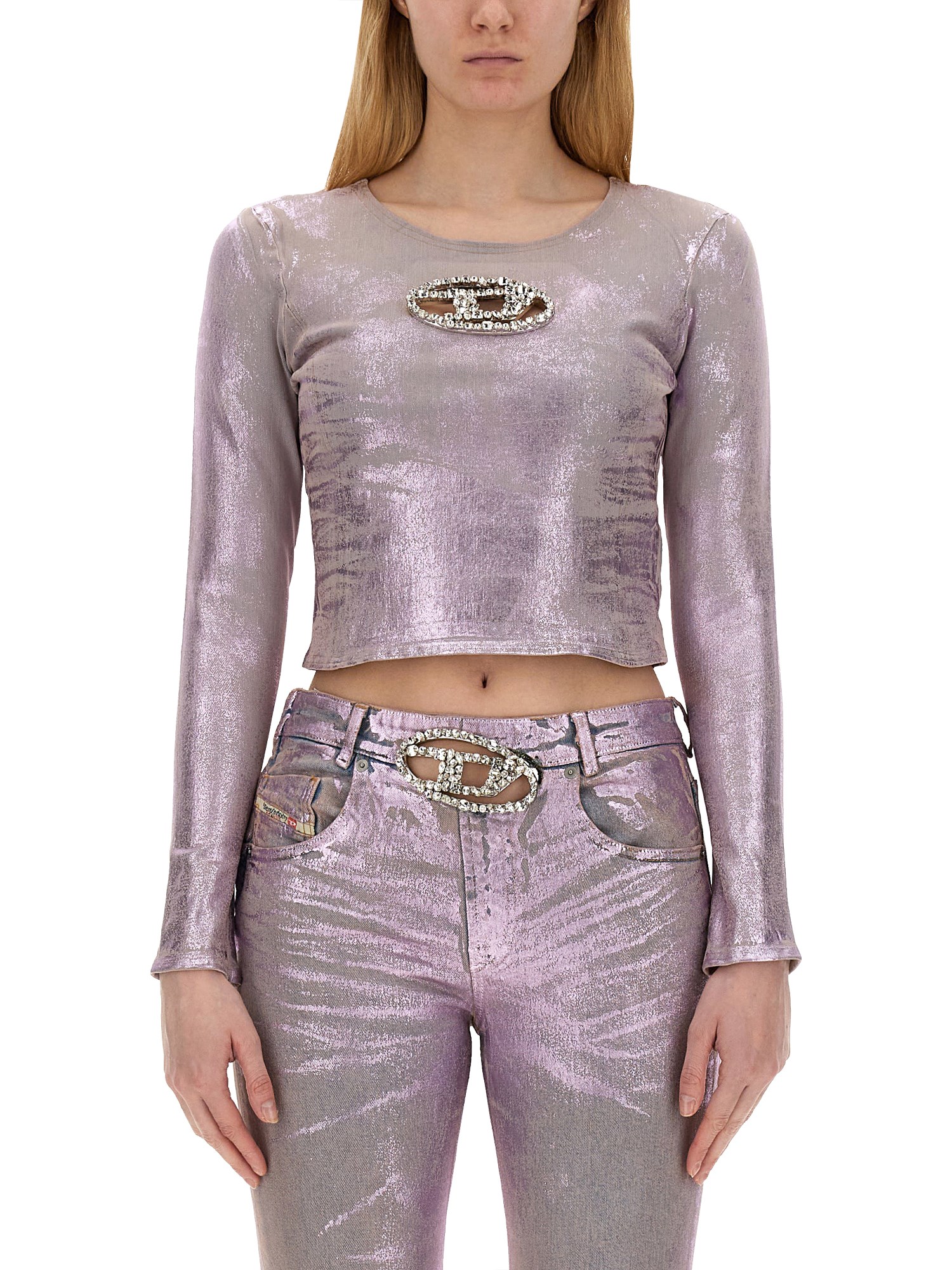 Shop Diesel "de Top1 Fse" T-shirt In Pink