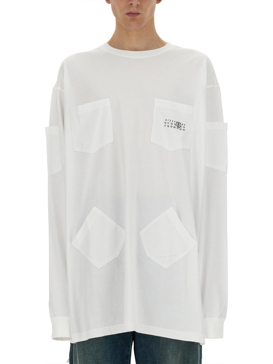 MM6 MAISON MARGIELA T-SHIRT IN JERSEY DI COTONE CON STAMPA LOGO