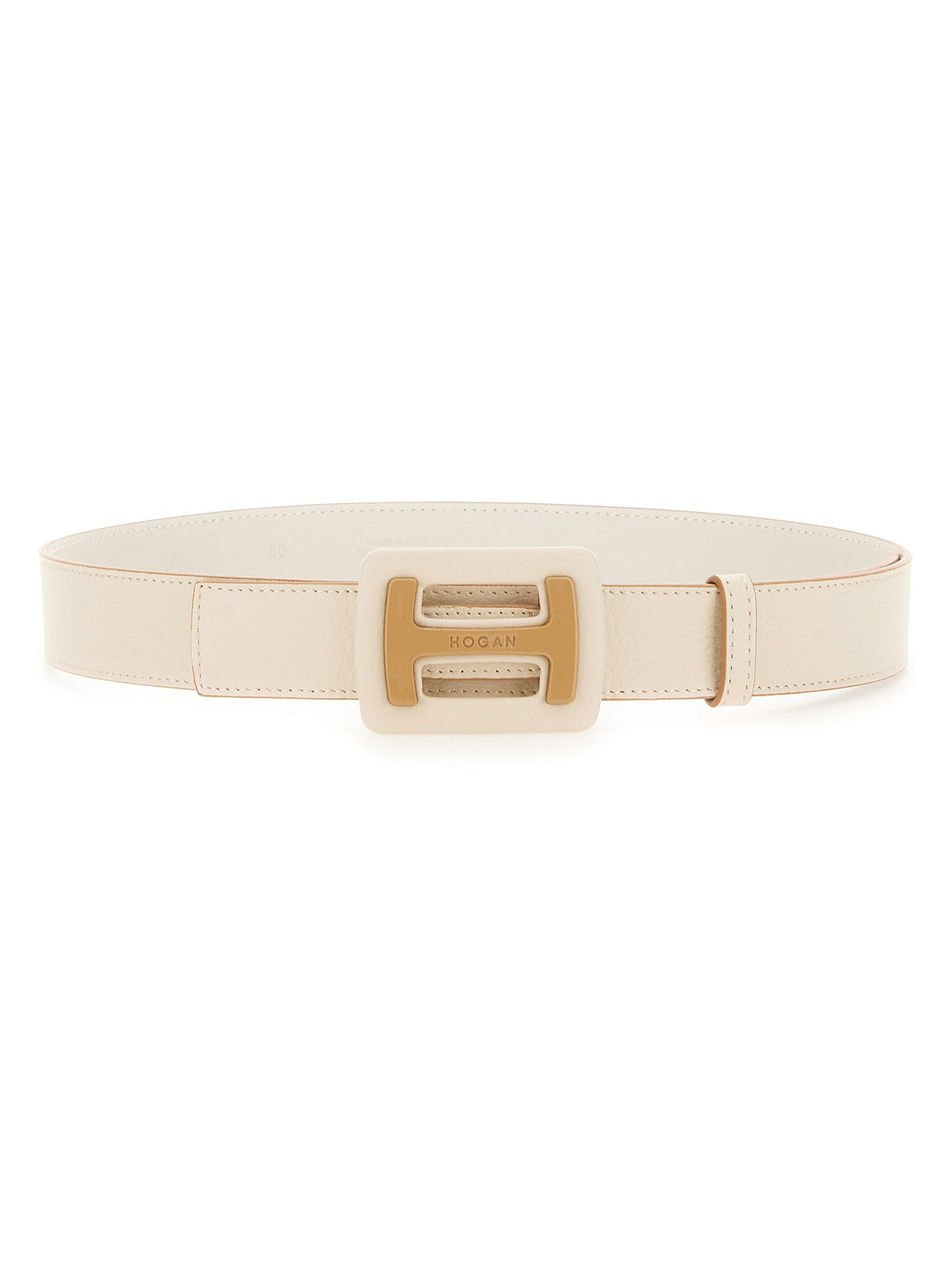Shop Hogan Leather Belt In White