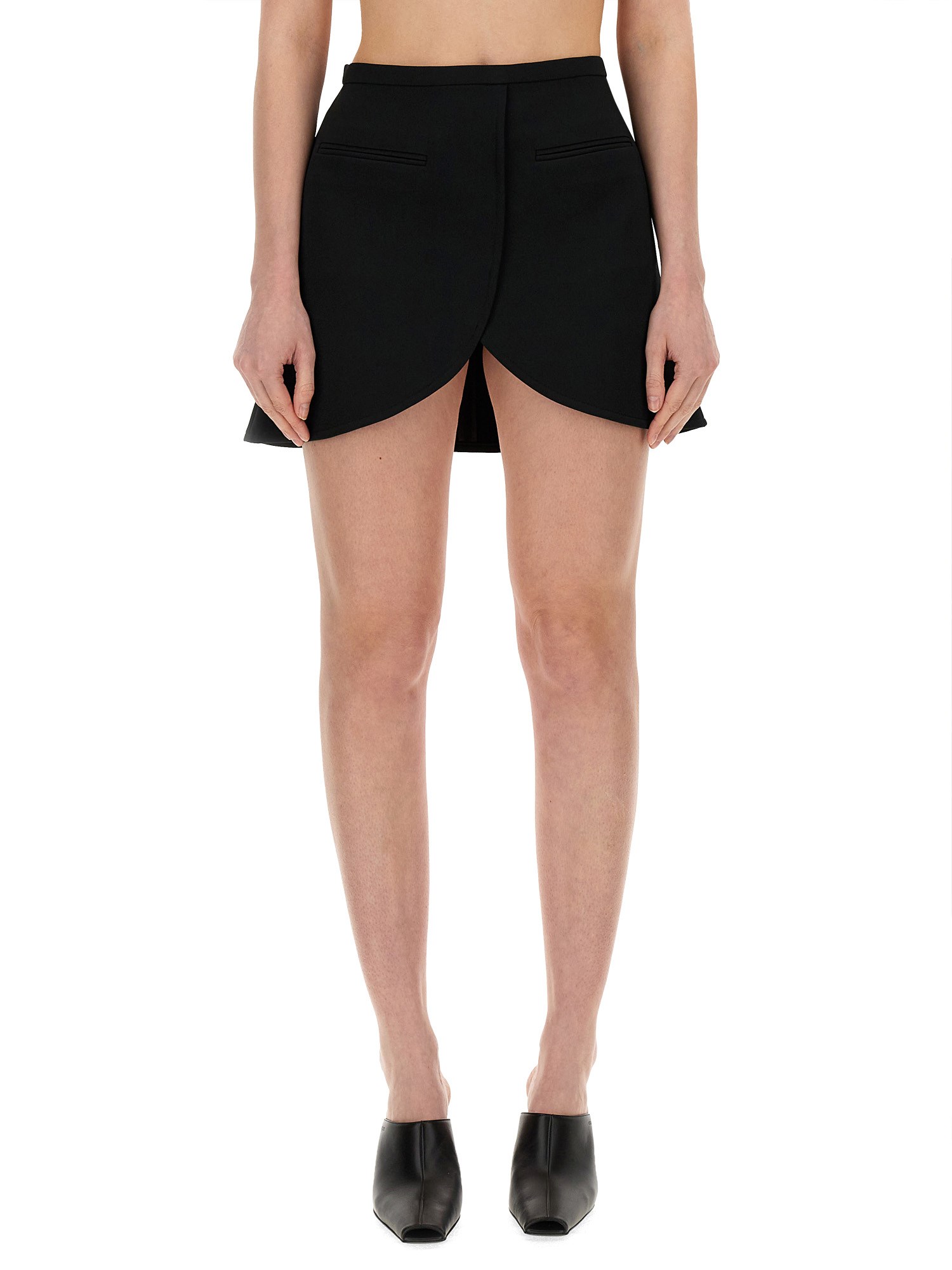 Shop Courrèges "ellipse" Mini Skirt In Black