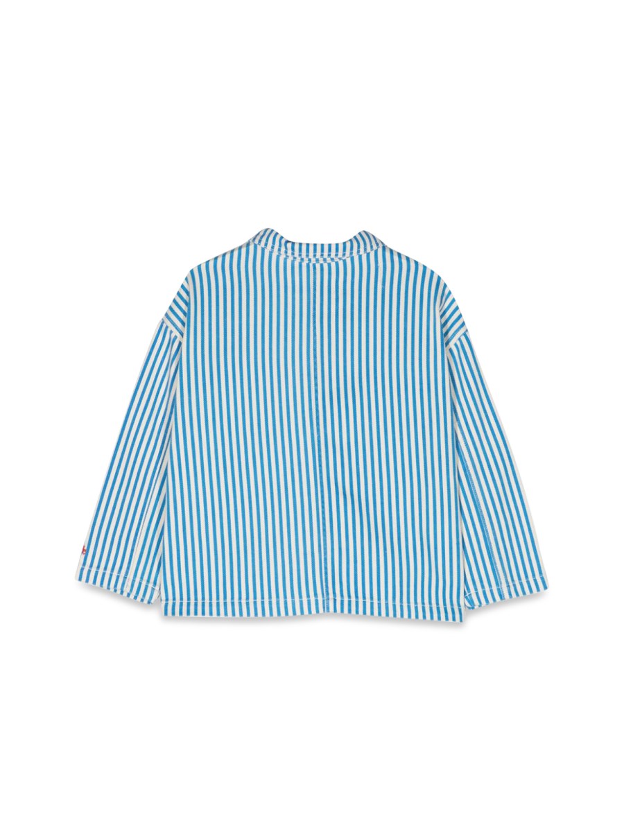 striped color block denim jacket
