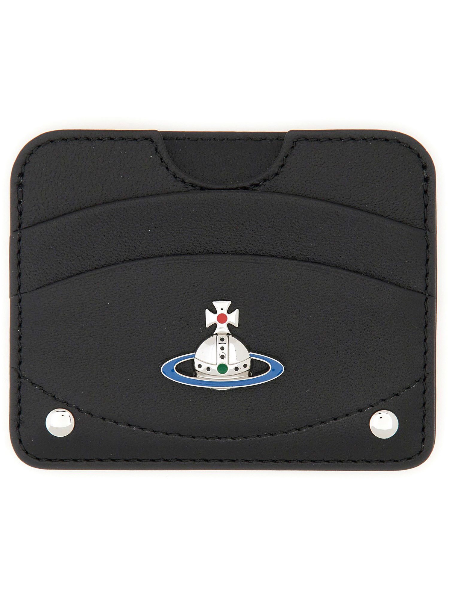 Shop Vivienne Westwood Half Moon Nappa Leather Card Holder In Black