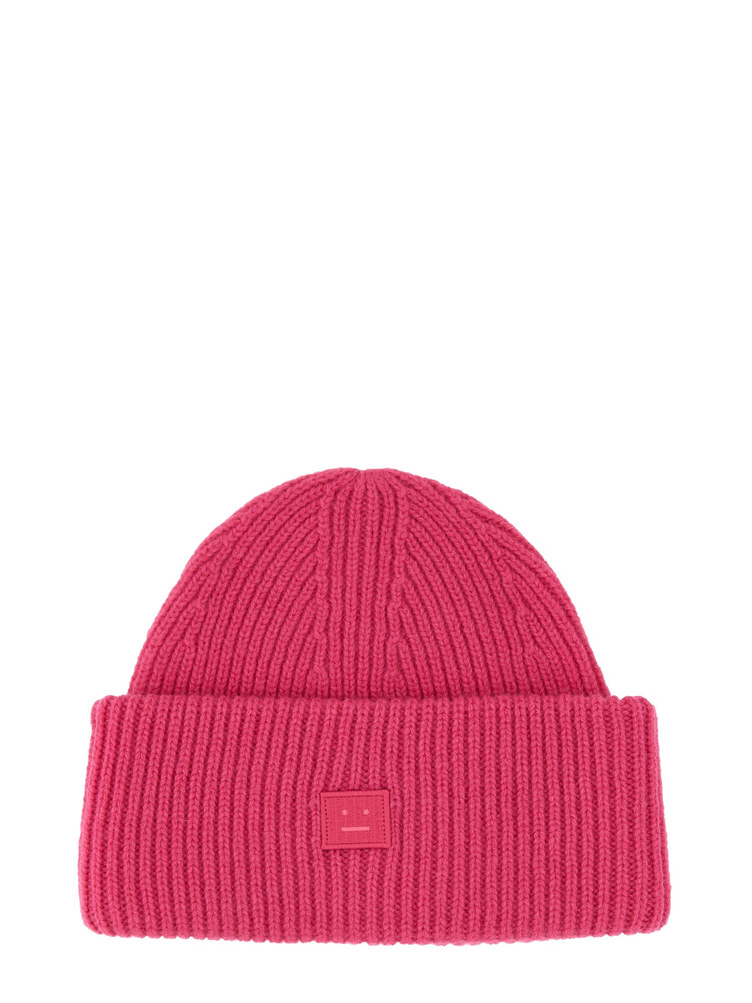 Shop Acne Studios Beanie Hat With Patch Face In Fuchsia