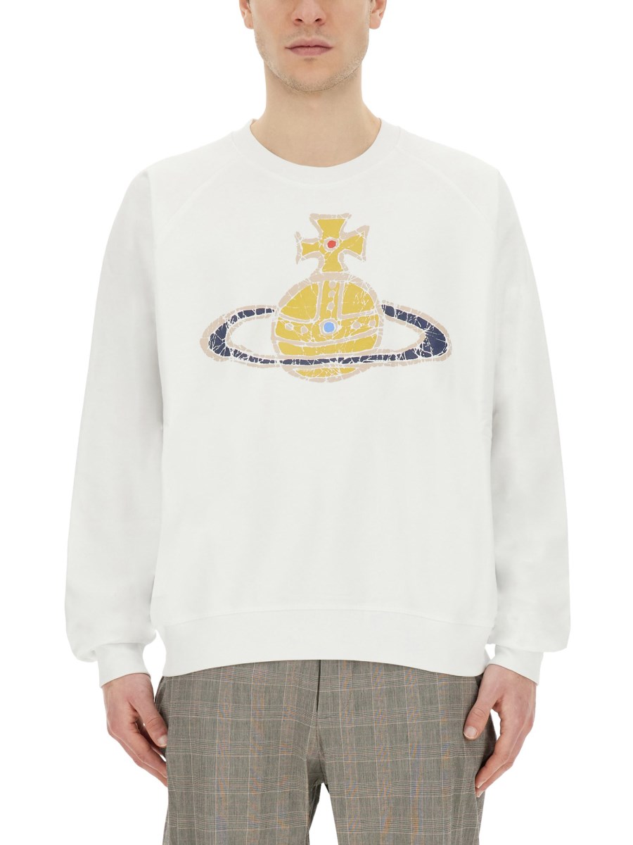 VIVIENNE WESTWOOD FELPA IN COTONE MANICA RAGALAN CON LOGO TIME MACHINE