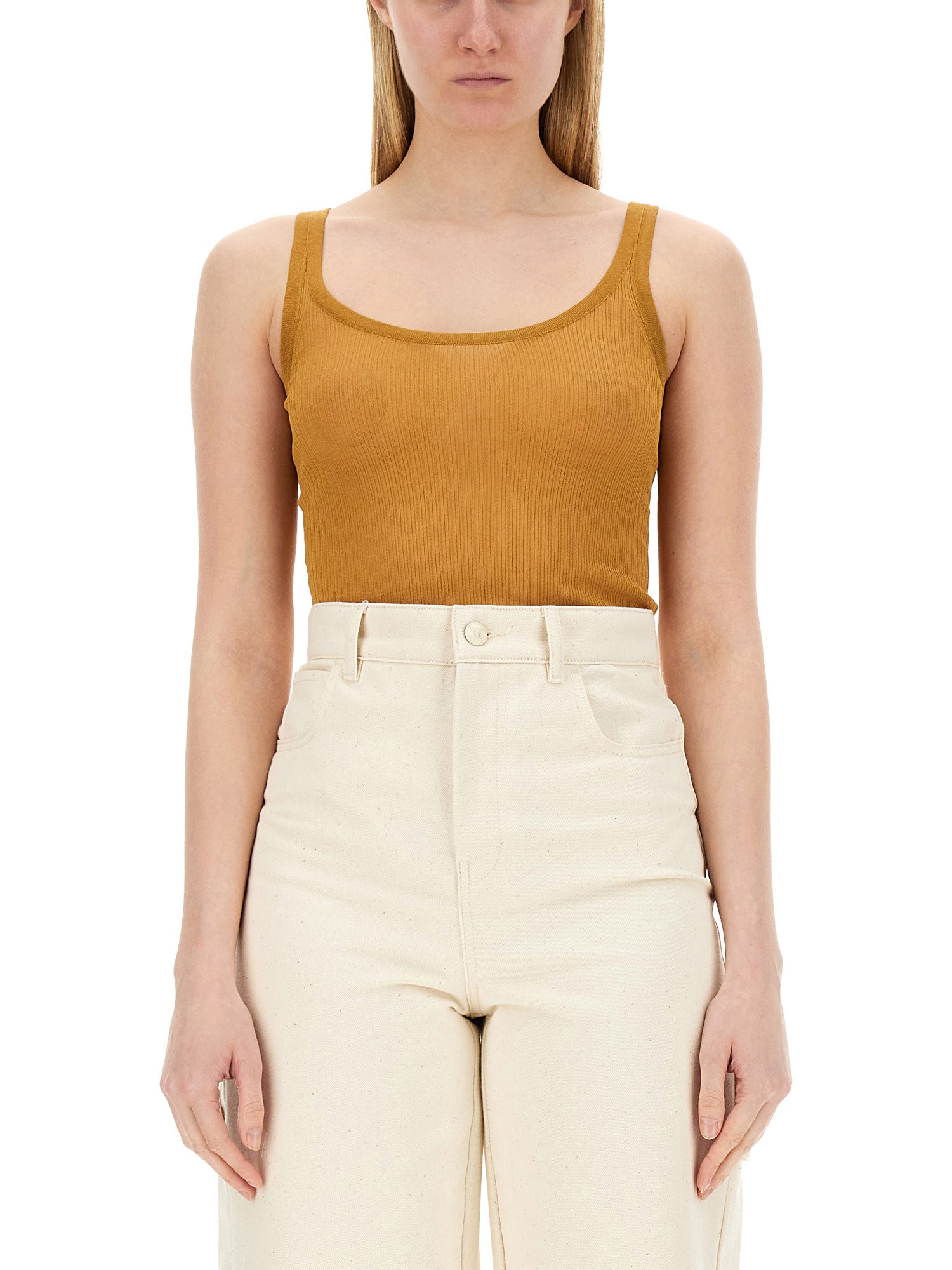 Max Mara Bastia Silk Knit Tank Top In Buff