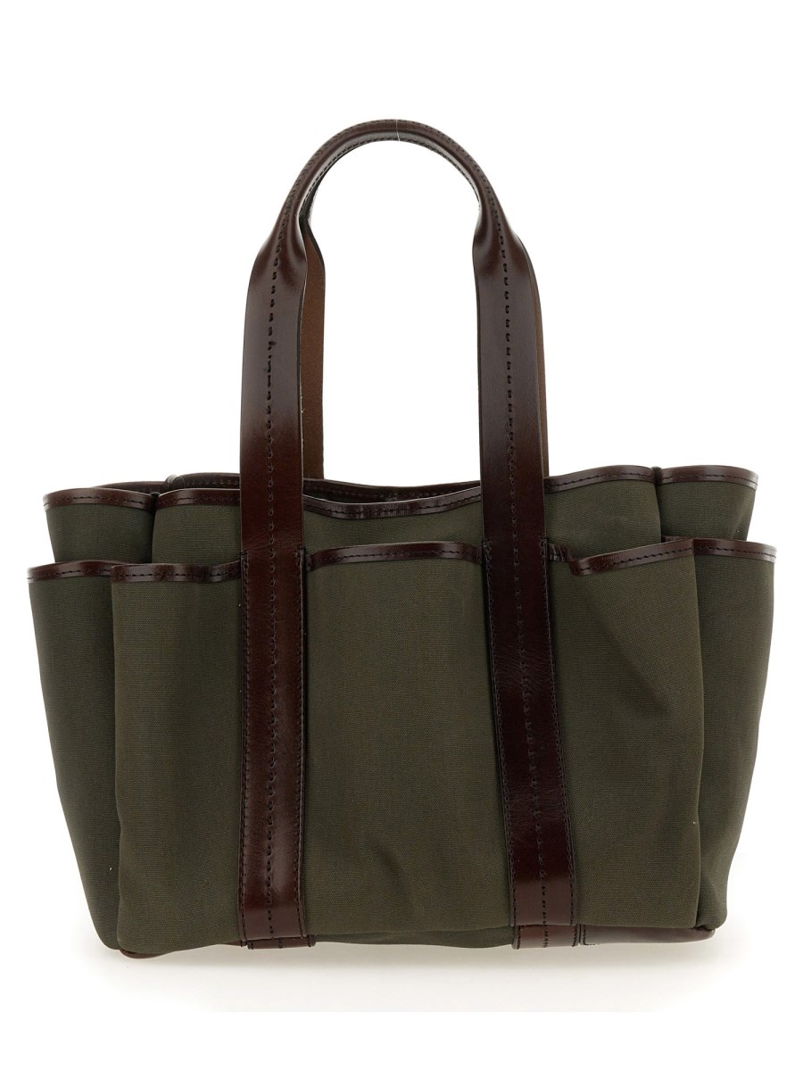 MAX MARA BORSA TOTE "GIARDINIERA" IN CANVAS E PELLE