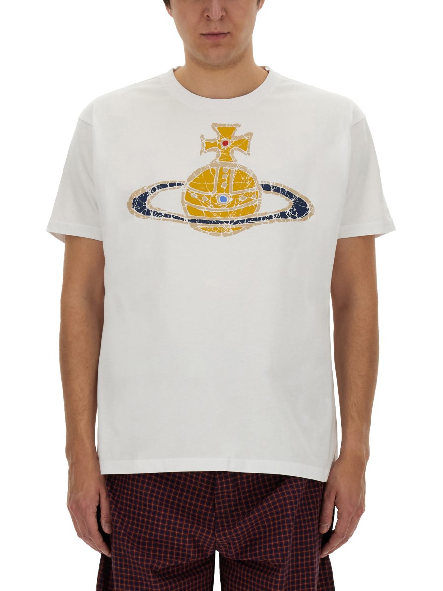 VIVIENNE WESTWOOD T-SHIRT CLASSICA IN COTONE CON LOGO "TIME MACHINE"