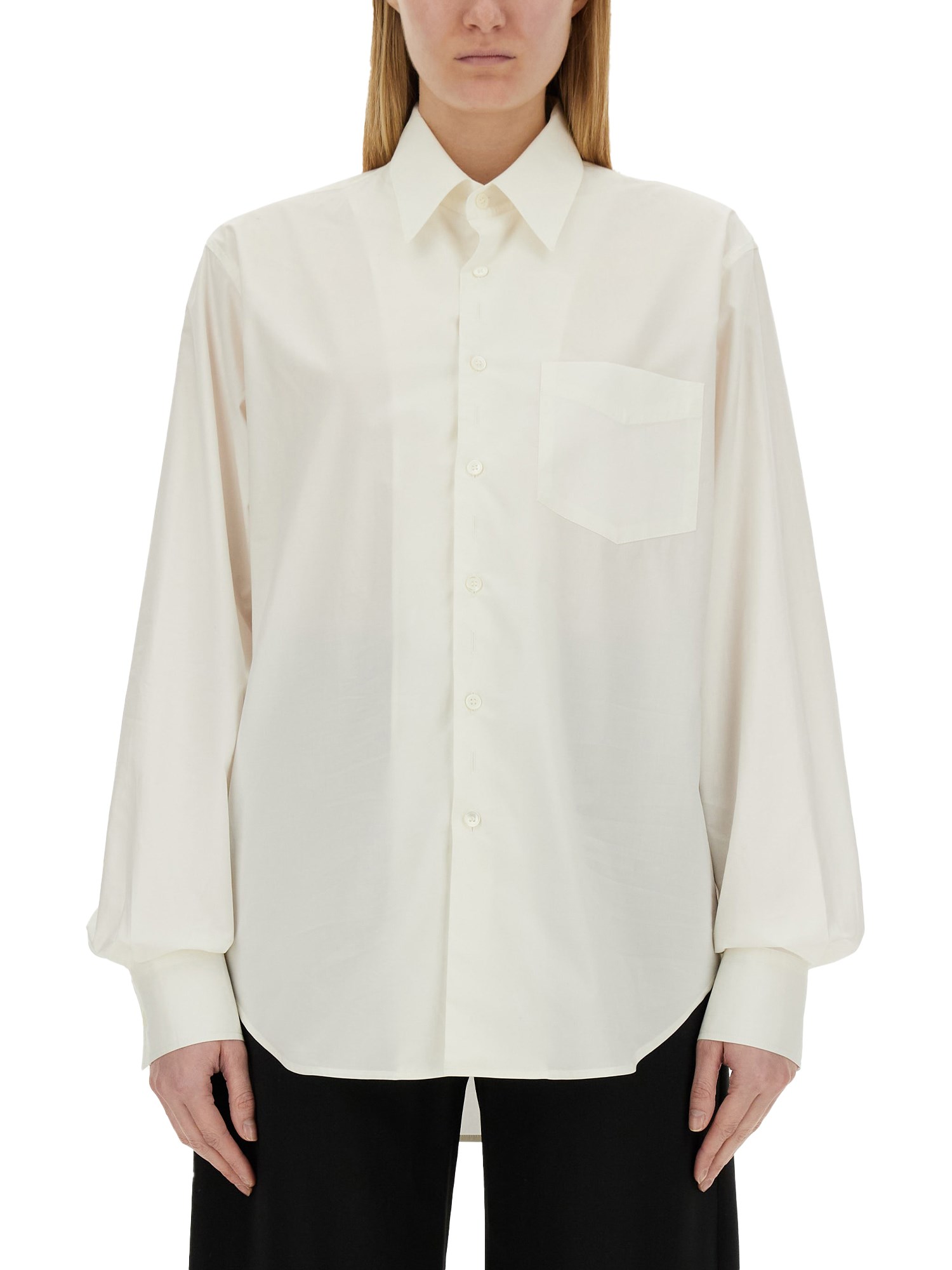 Mm6 Maison Margiela Women's Stripe Cotton Shirt In White