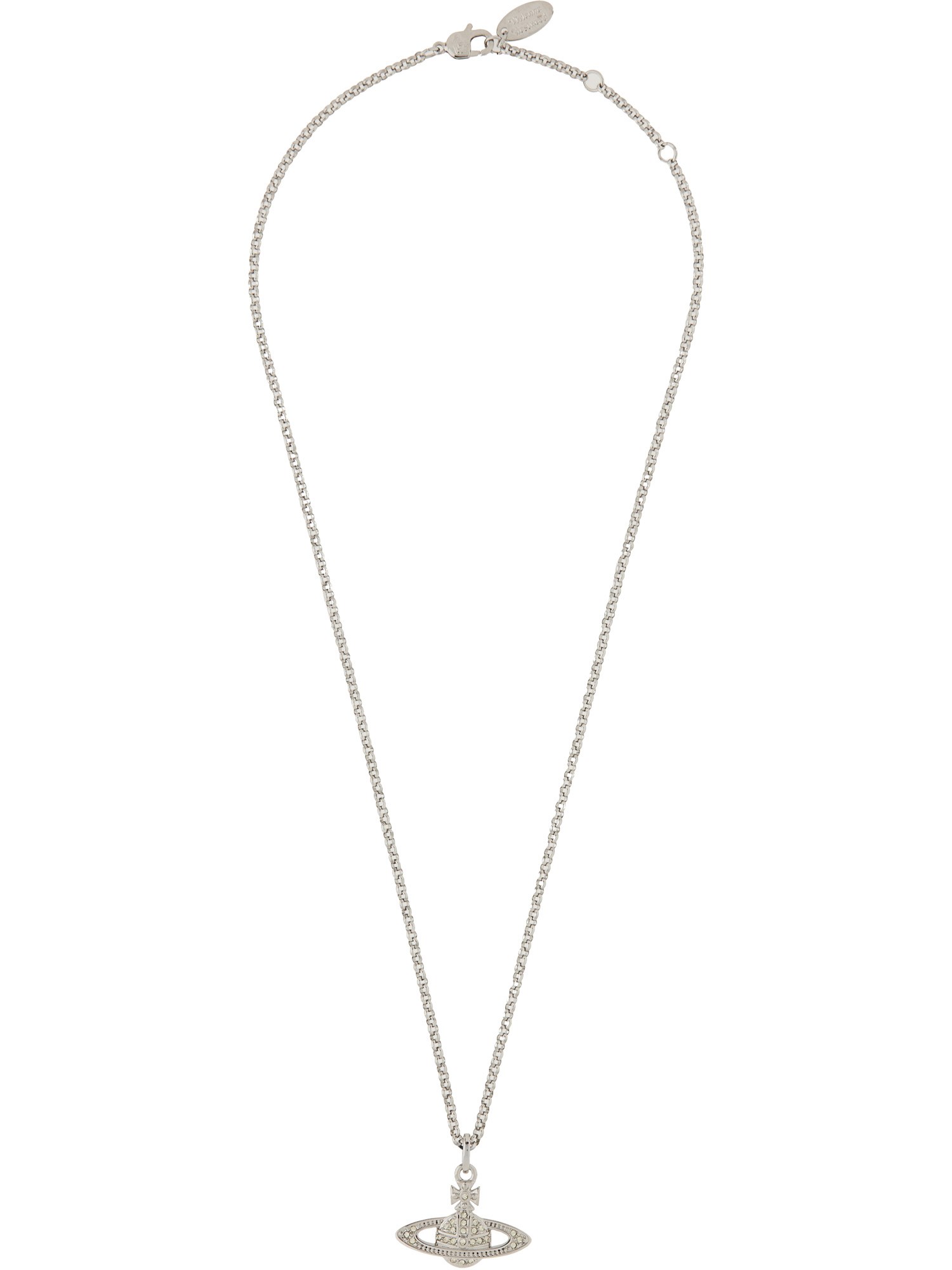 Vivienne Westwood Chain With Mini Bas Relief Pendant In Silver