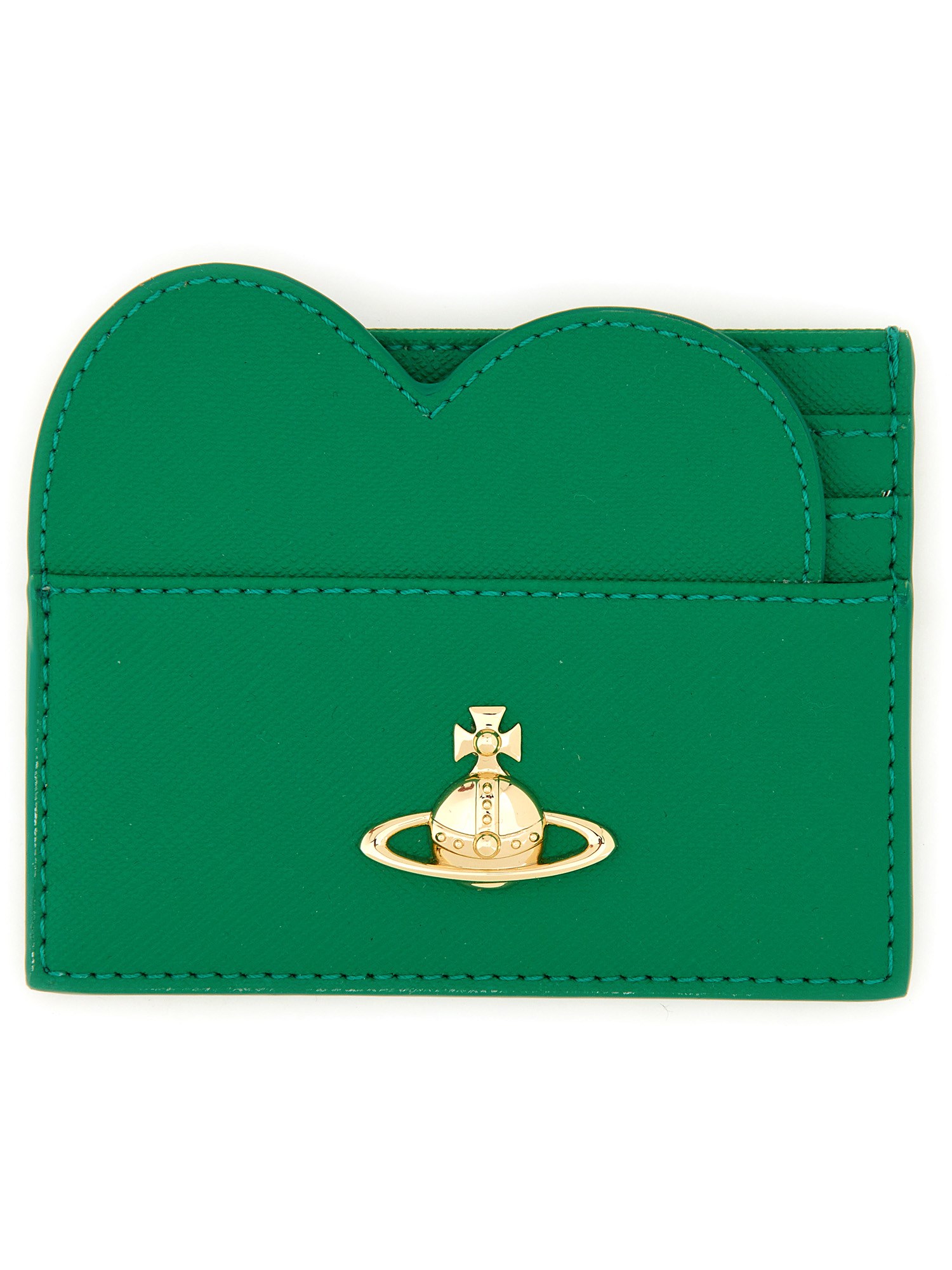 Shop Vivienne Westwood Card Holder With Orb Embroidery In Green