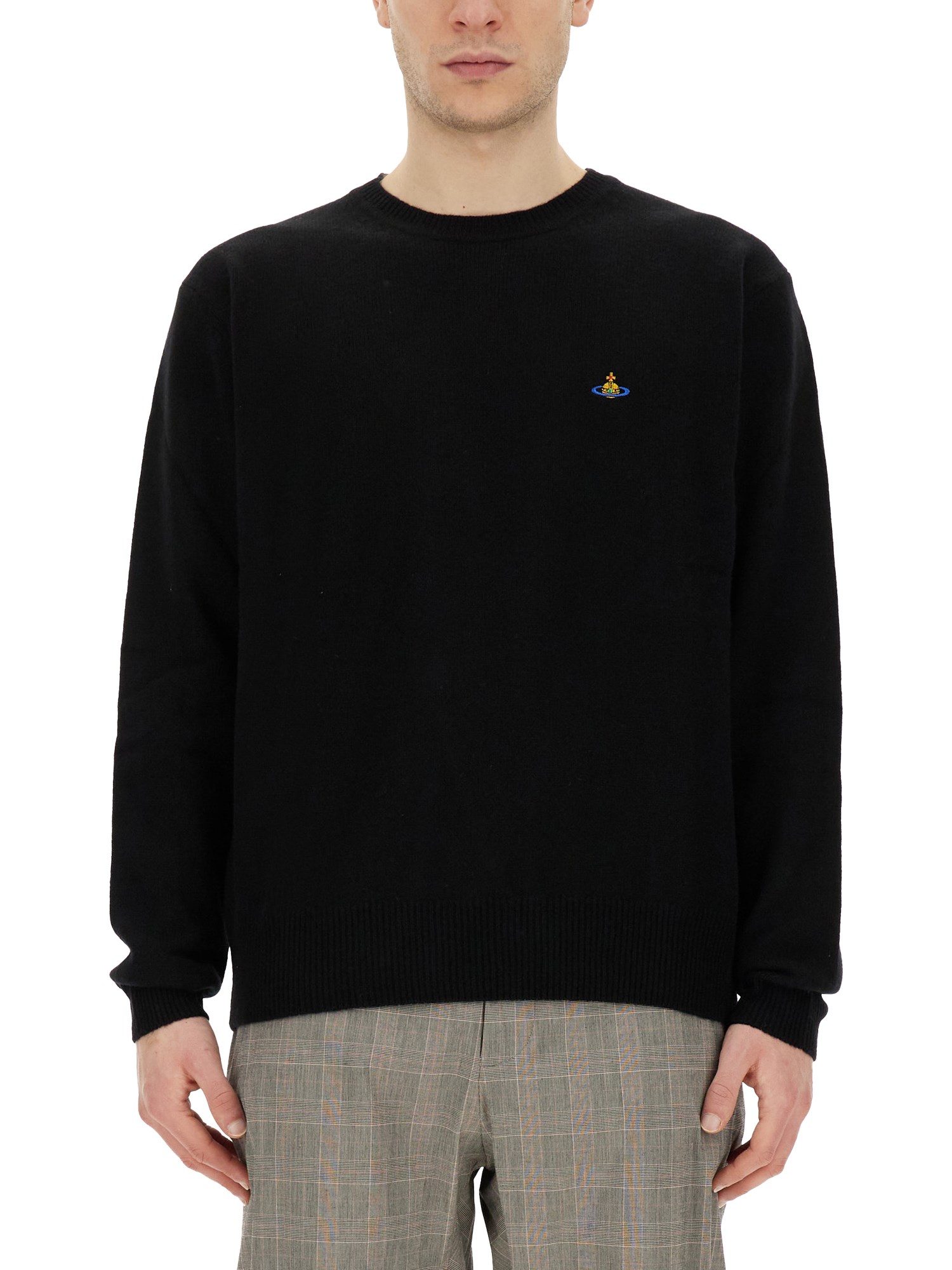 Shop Vivienne Westwood Jersey With Orb Logo In Black