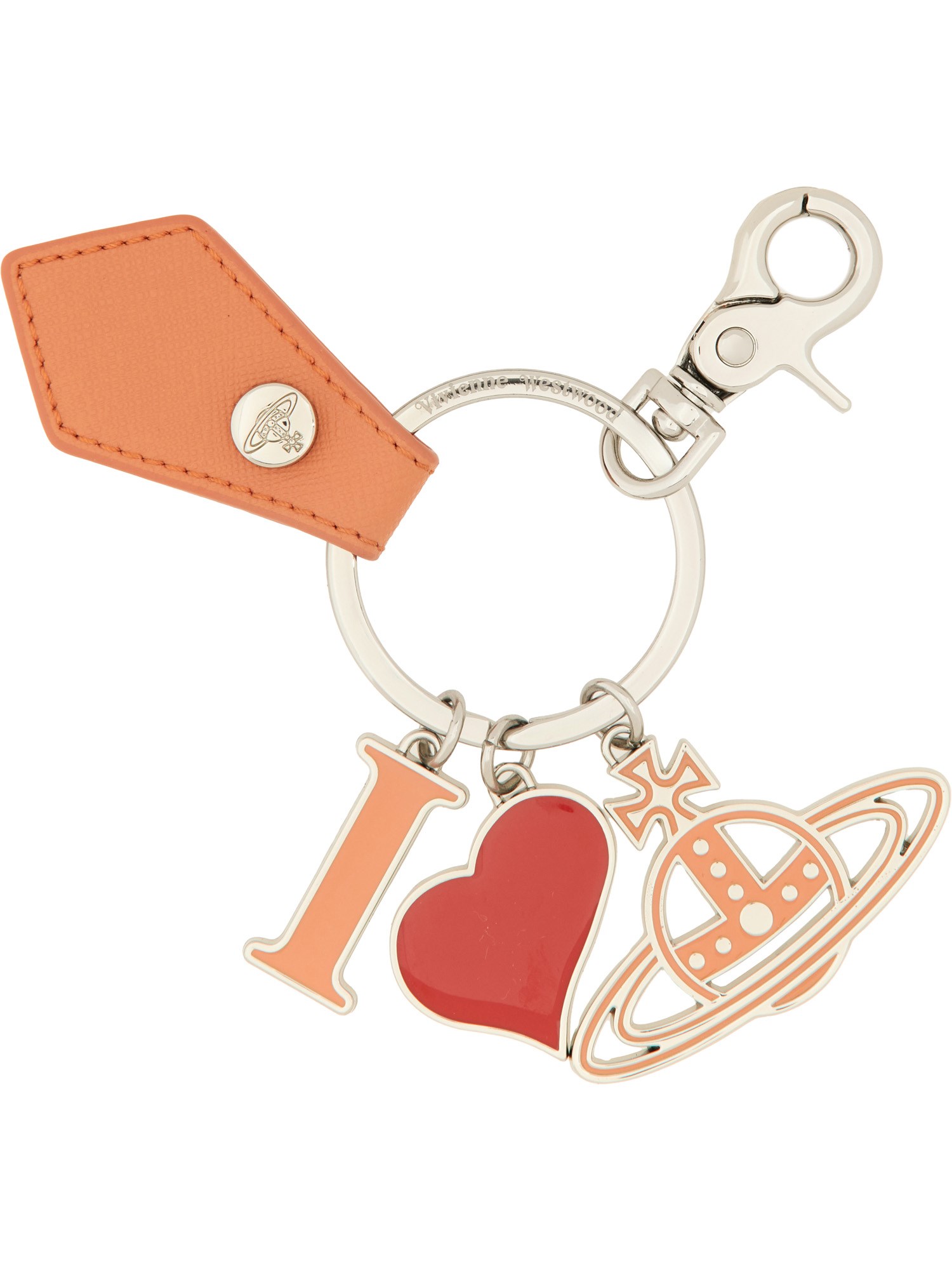 Shop Vivienne Westwood "i Love Orb" Keychain In Orange