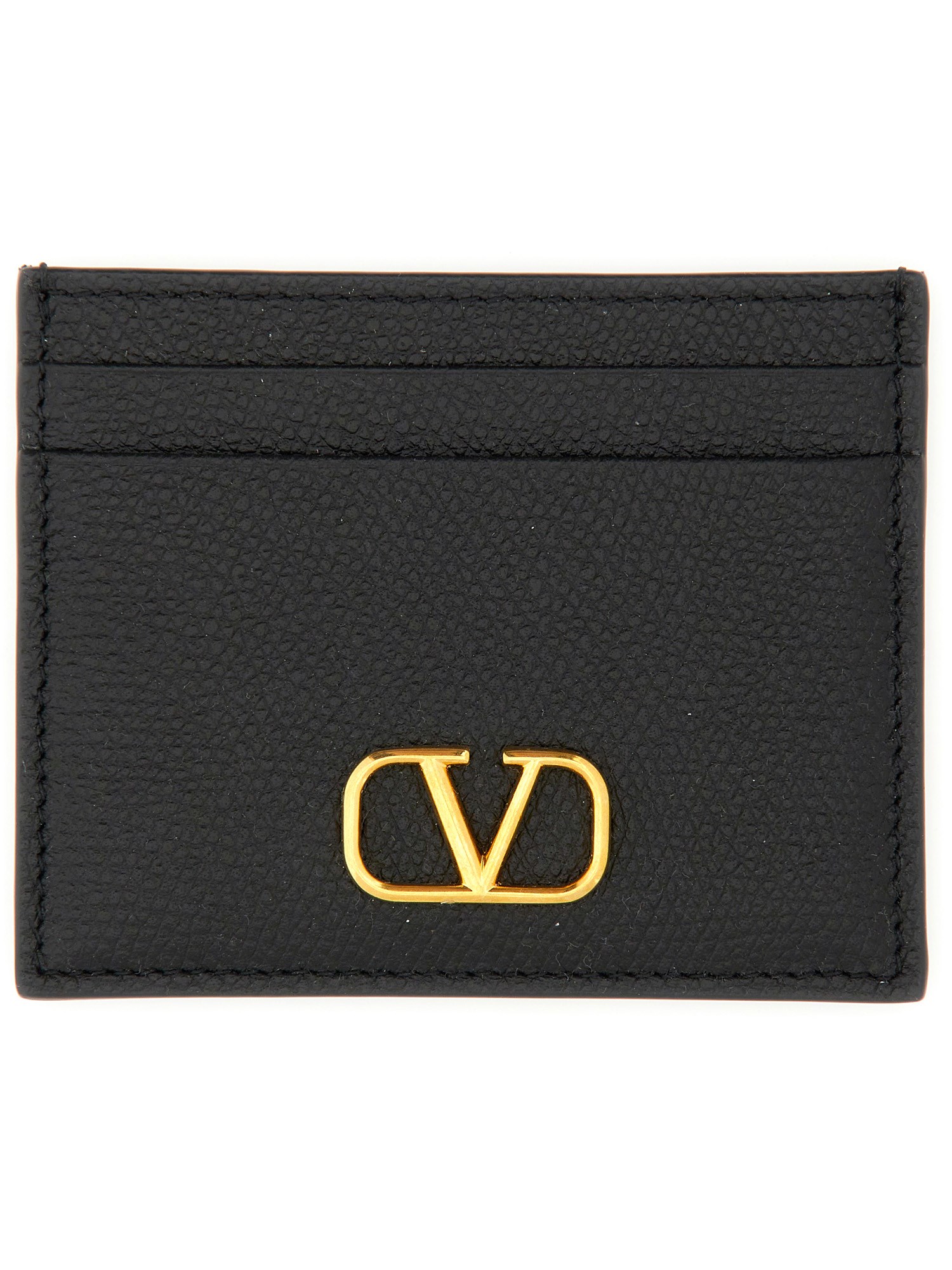 Shop Valentino Card Holder With Logo In Black