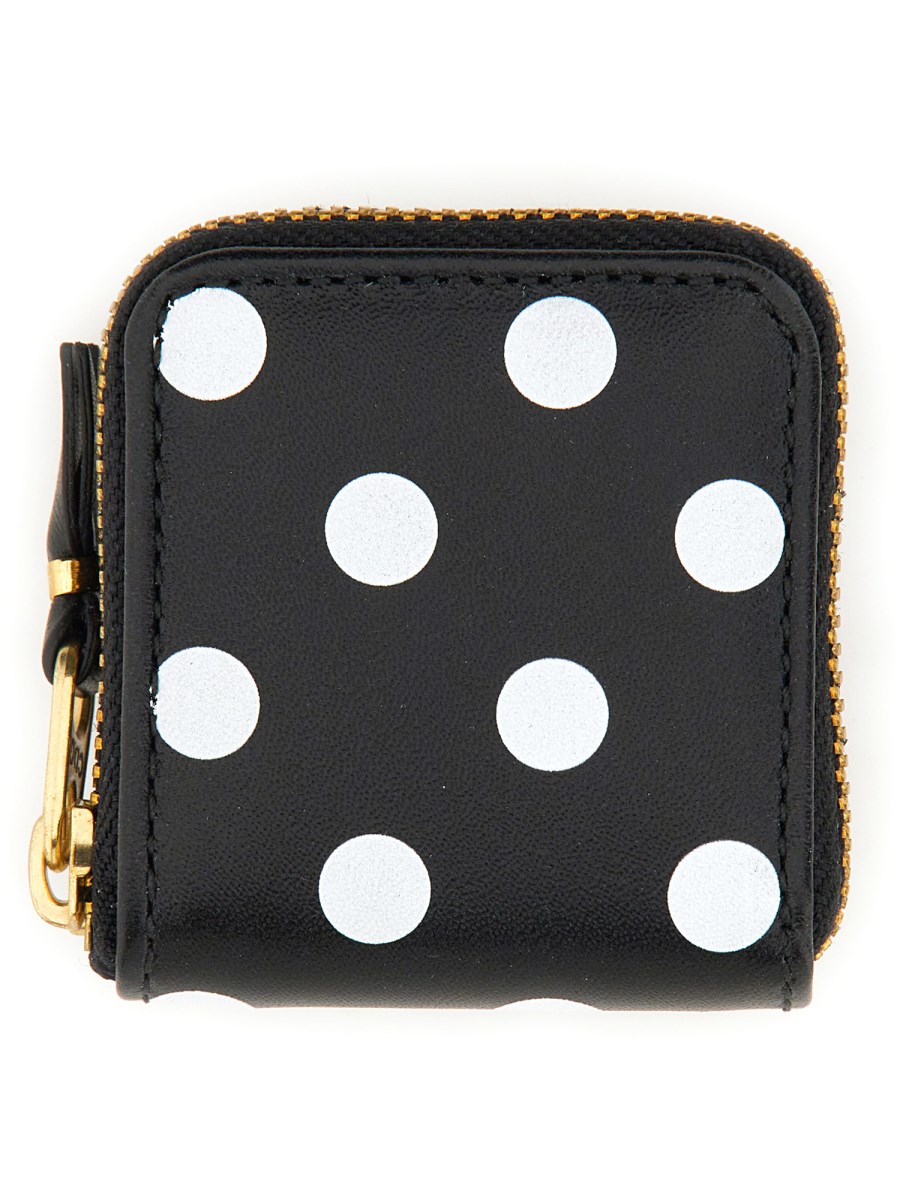 COMME DES GARCONS WALLET PORTAMONETE IN PELLE CON STAMPA A POIS