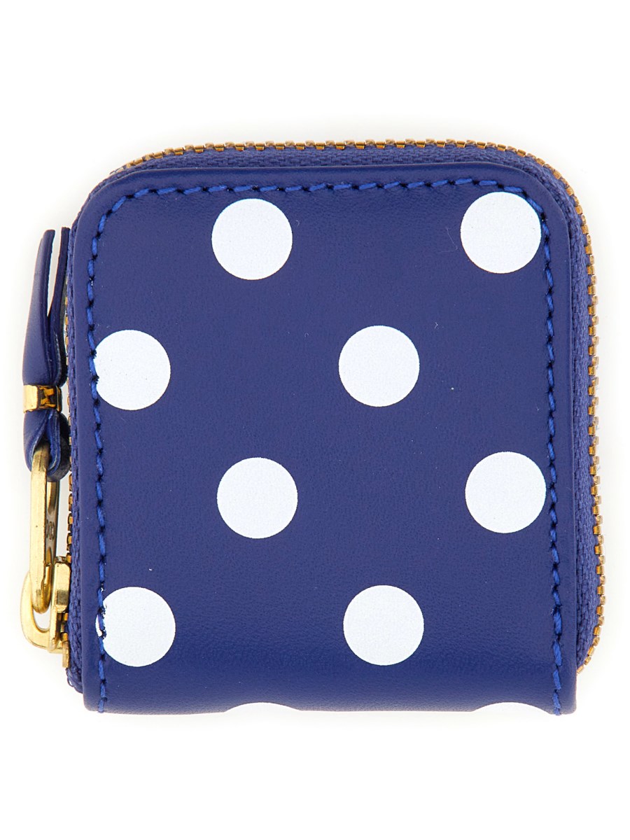 COMME DES GARCONS WALLET PORTAMONETE IN PELLE CON STAMPA A POIS