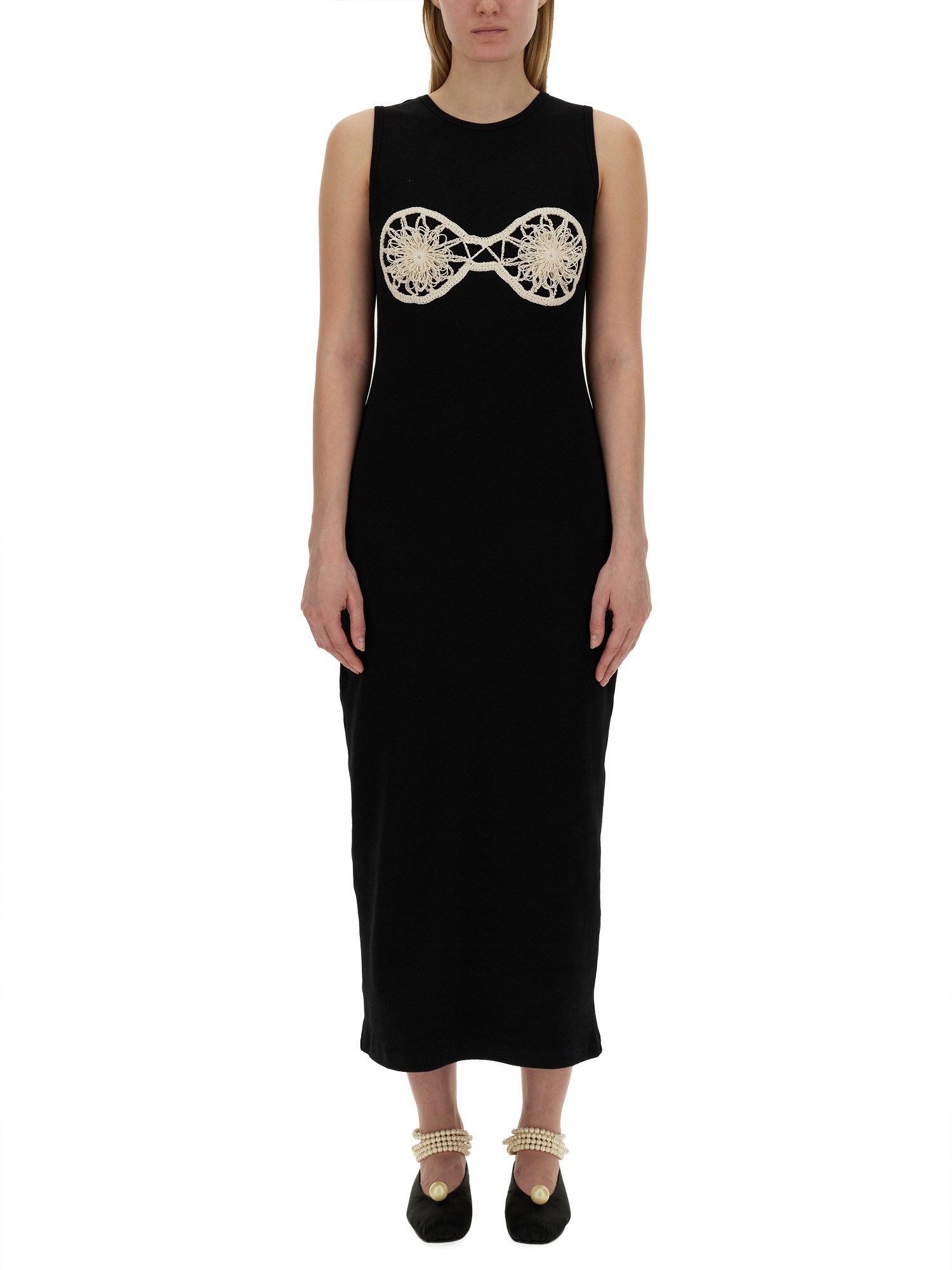 Magda Butrym Crochet-detailed Cotton Maxi Dress In Black
