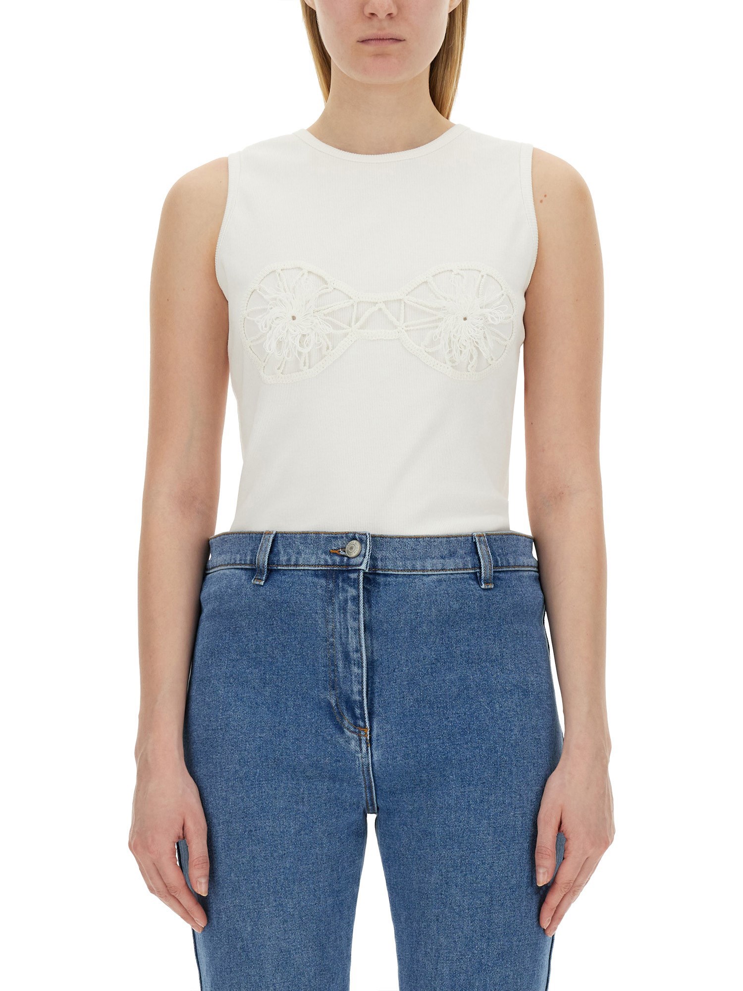Shop Magda Butrym T-shirt Crochet Bra In White