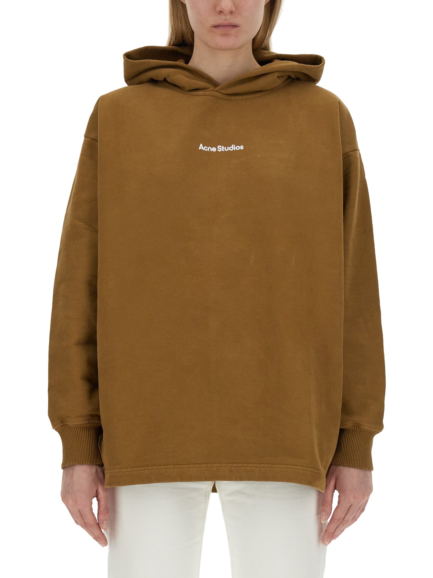 Shop Acne Studios Sweatshirt With Logo In Brown