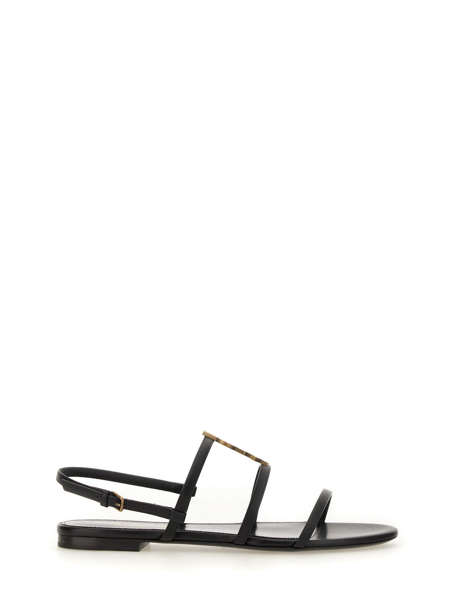 Saint Laurent Cassandra Flat Sandals In Black