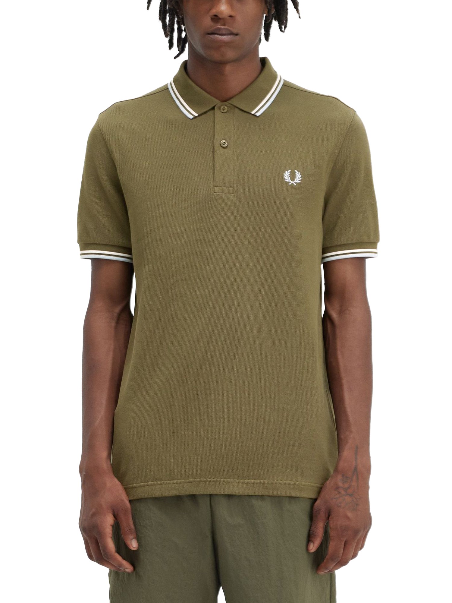 Shop Fred Perry Polo With Logo In Military Green