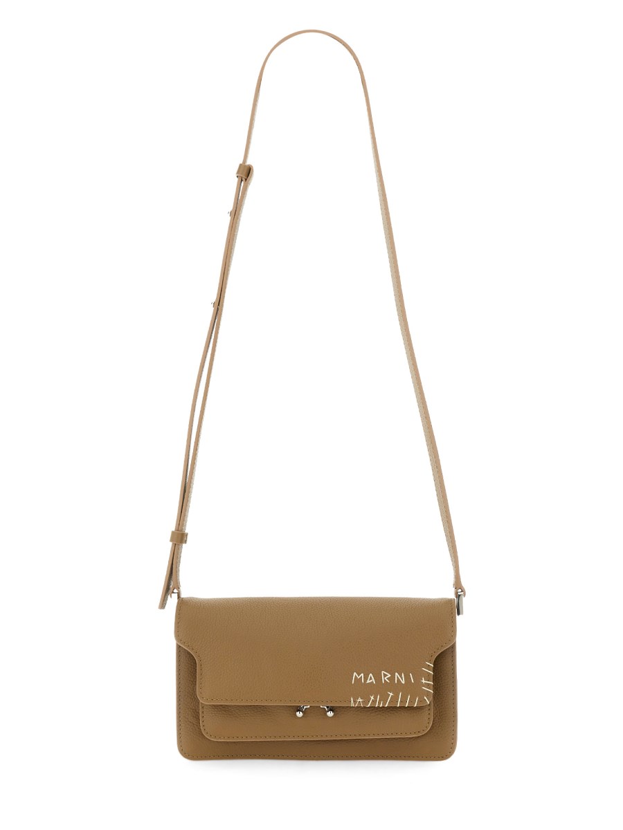 MARNI BORSA "TRUNK" SOFT IN PELLE CON LOGO RICAMATO