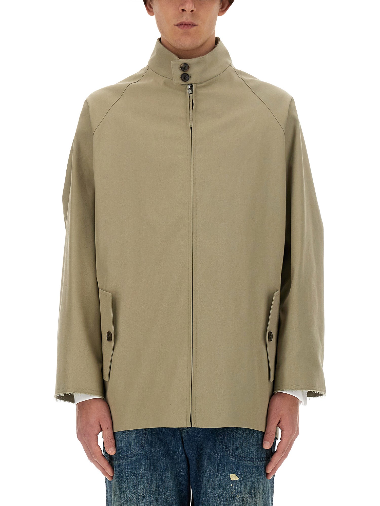 Shop Maison Margiela Jacket With Rounded Back In Beige