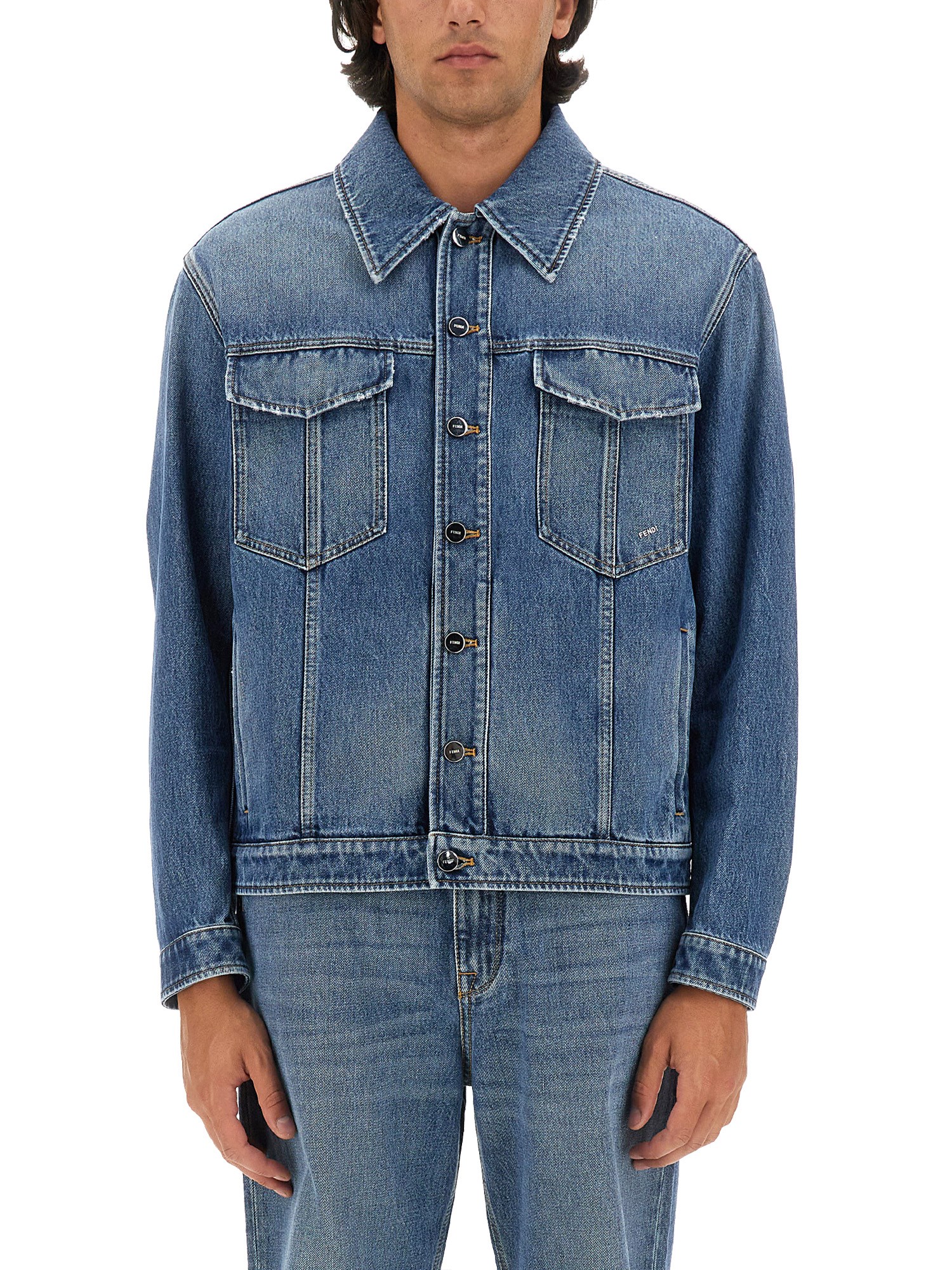 Fendi Denim Jacket In Blue
