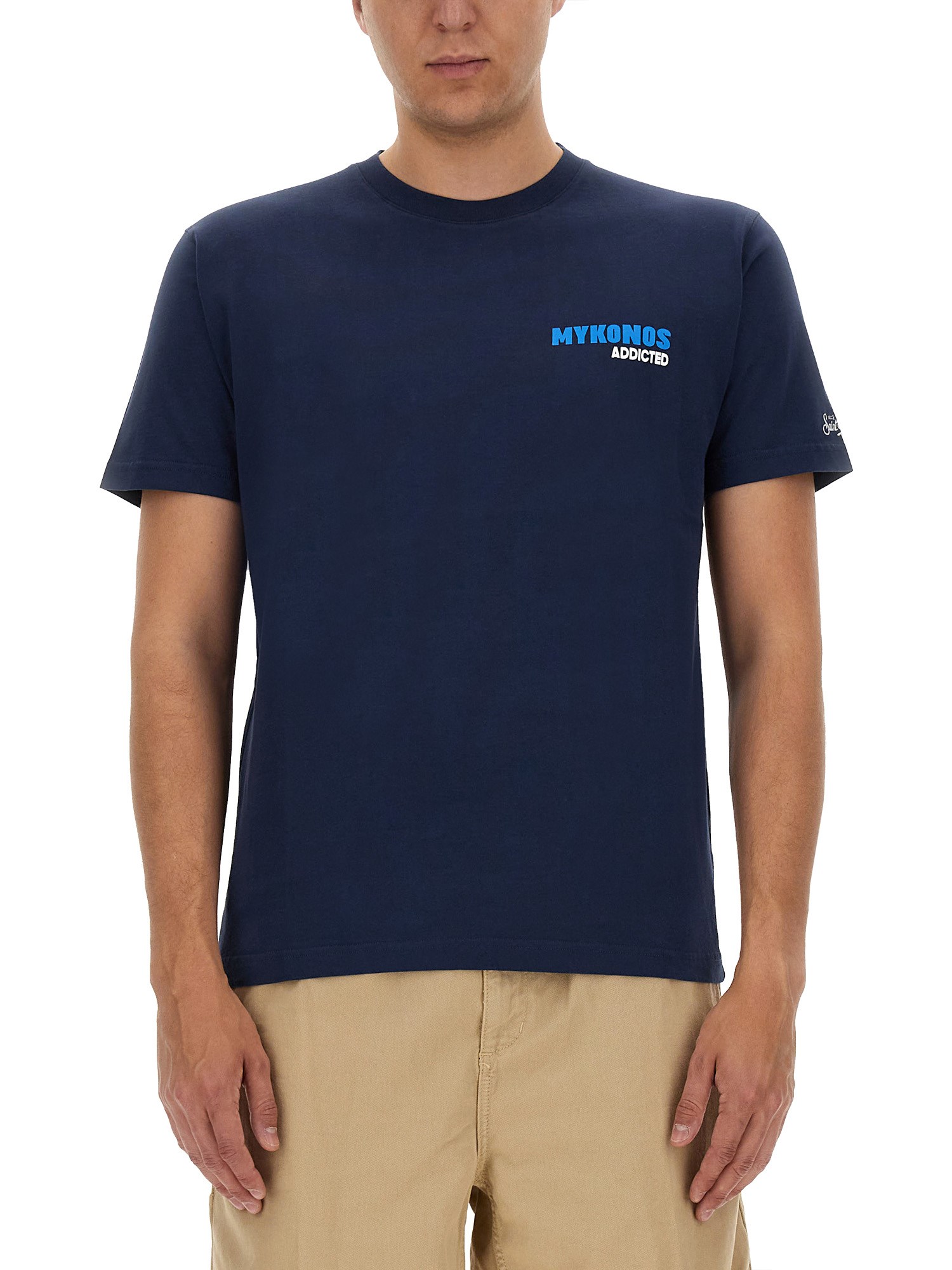 Mc2 Saint Barth Cotton Classic T Shirt In Blue