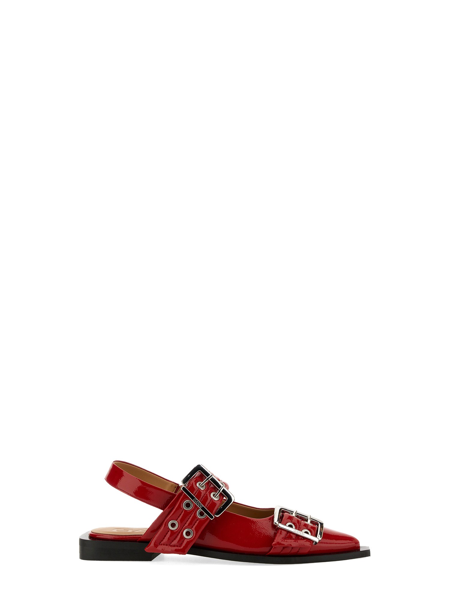 Shop Ganni Ballerina With Buckle In Red