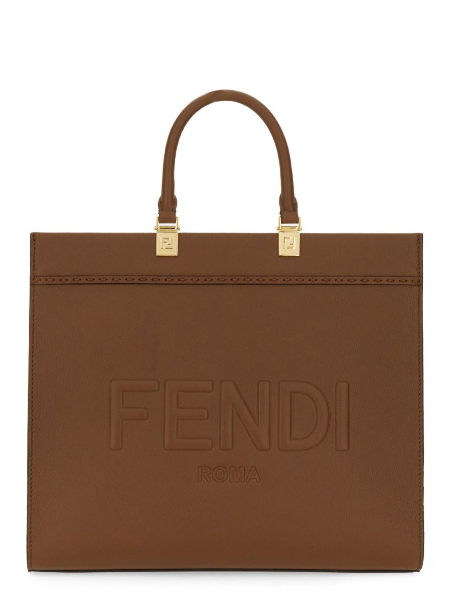 FENDI SUNSHINE MEDIUM LEATHER SHOPPER BAG WITH LOGO PRINT Eleonora Bonucci