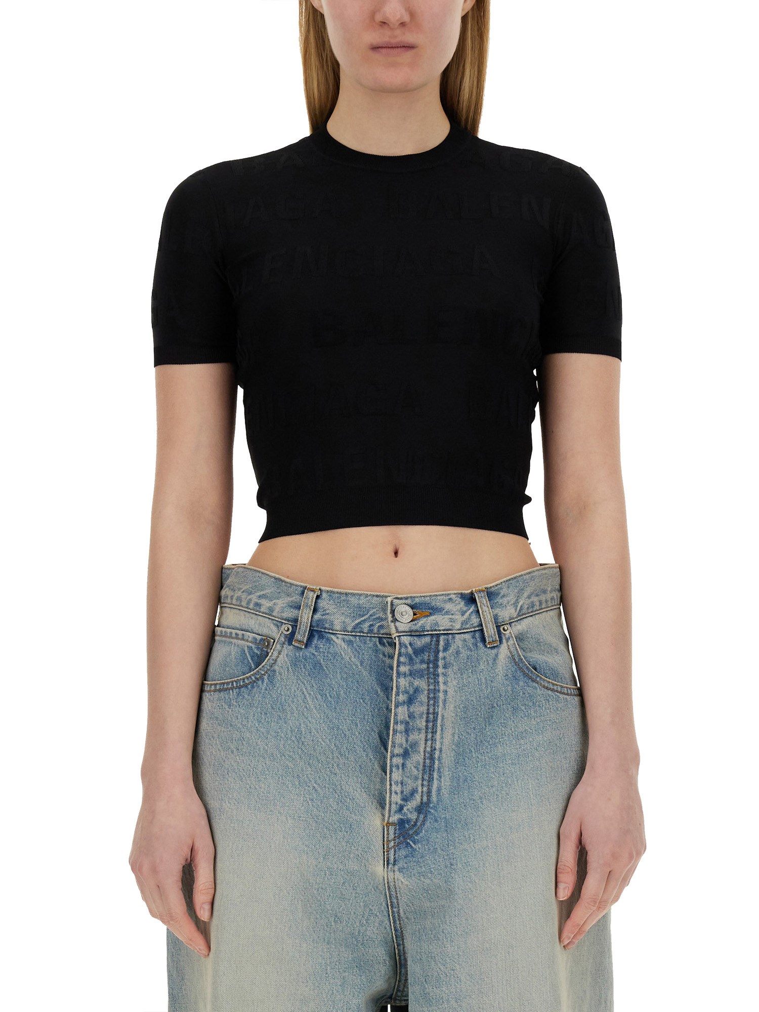 Balenciaga Cropped Shirt In Black