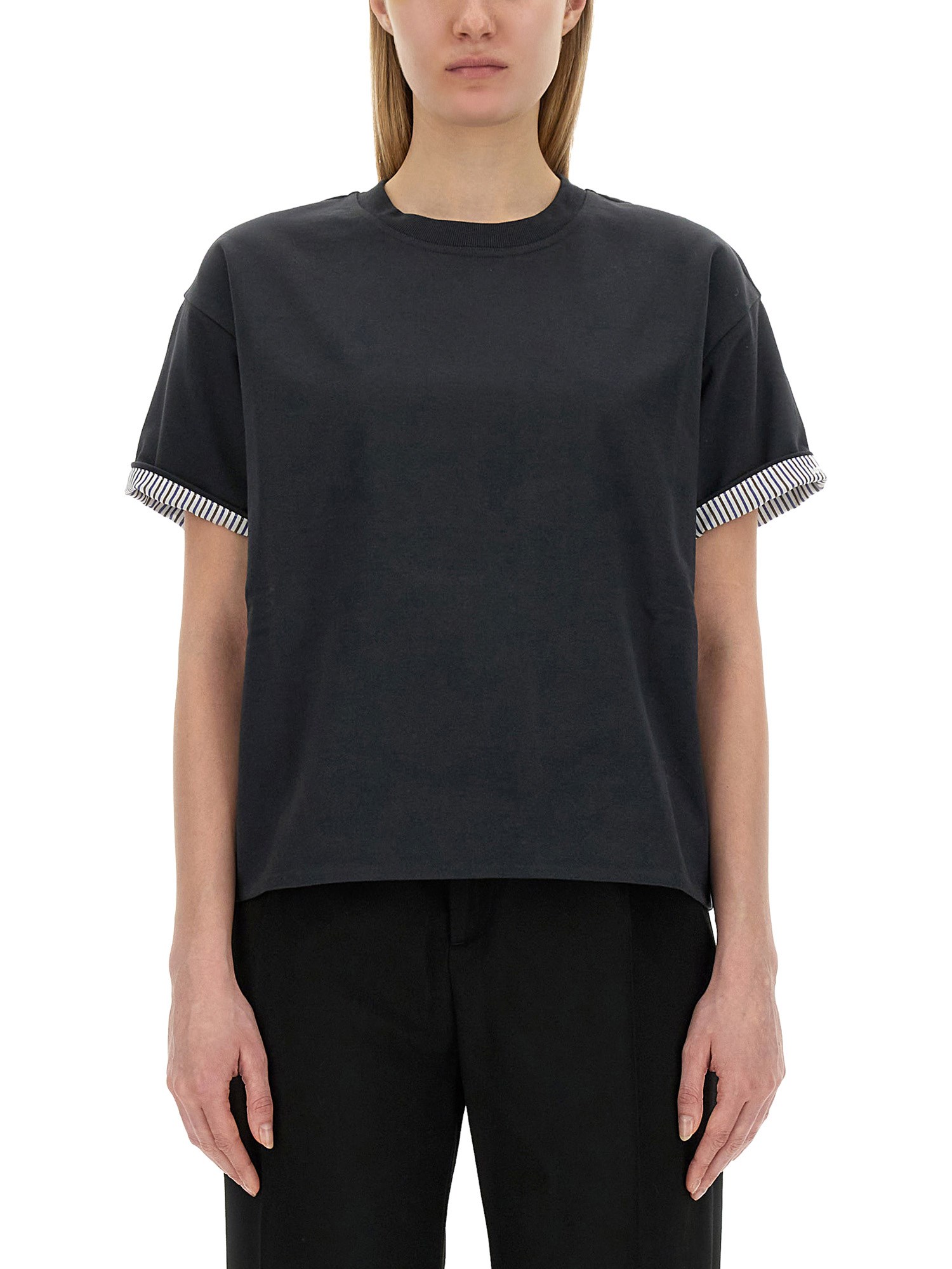 Bottega Veneta Double Layer T-shirt In Black