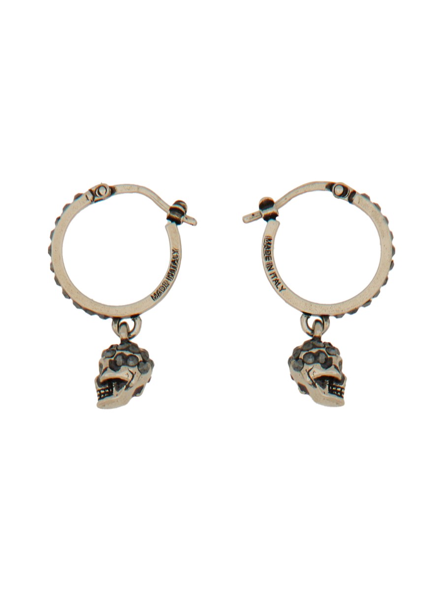 ALEXANDER McQUEEN ORECCHINI A CERCHIO SKULL IN OTTONE