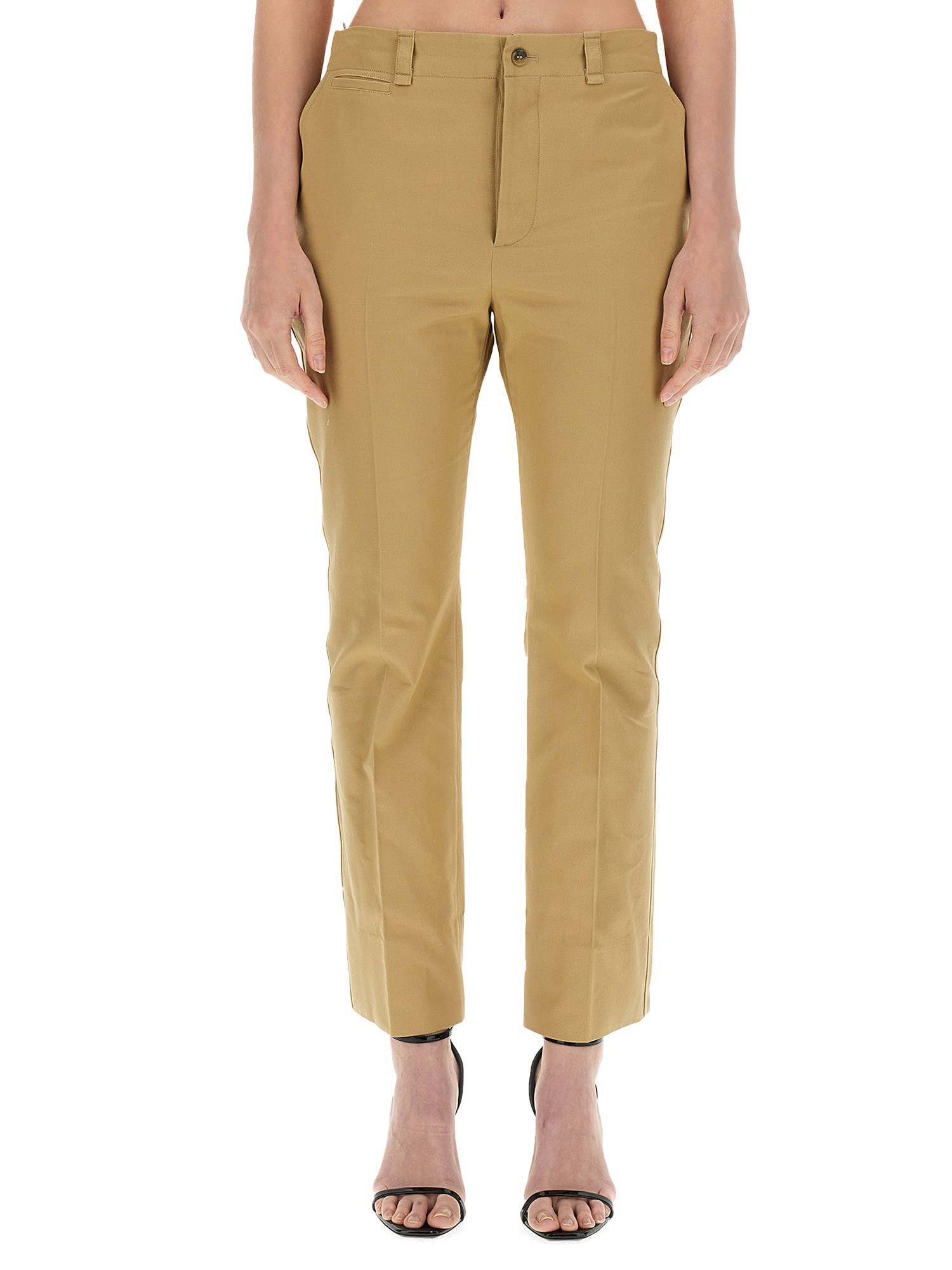 Saint Laurent Women Drill Pants In Beige