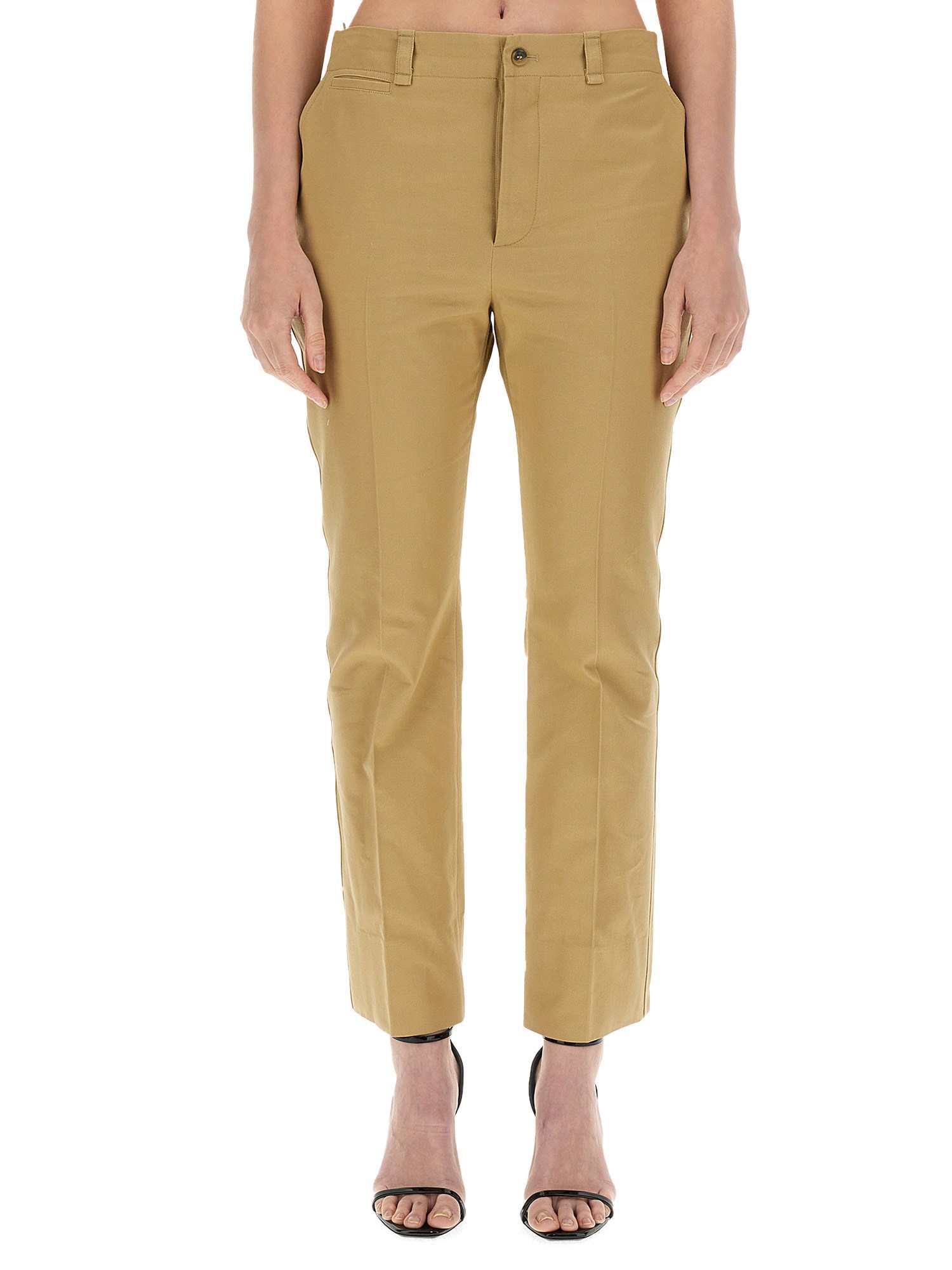 Shop Saint Laurent Drill Pants In Beige