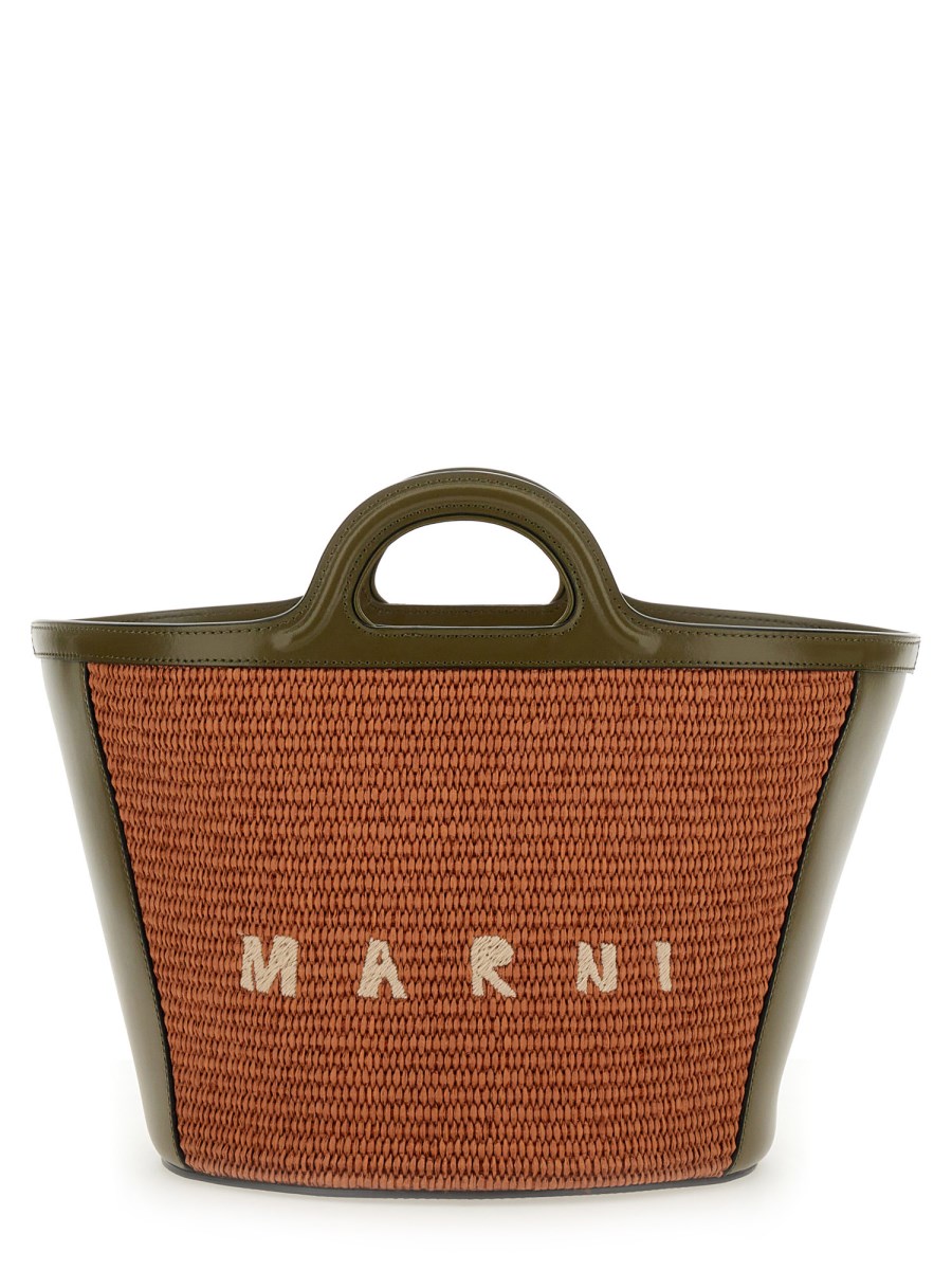 MARNI BORSA TROPICALIA PICCOLA IN PELLE E TESSUTO EFFETO RAFIA