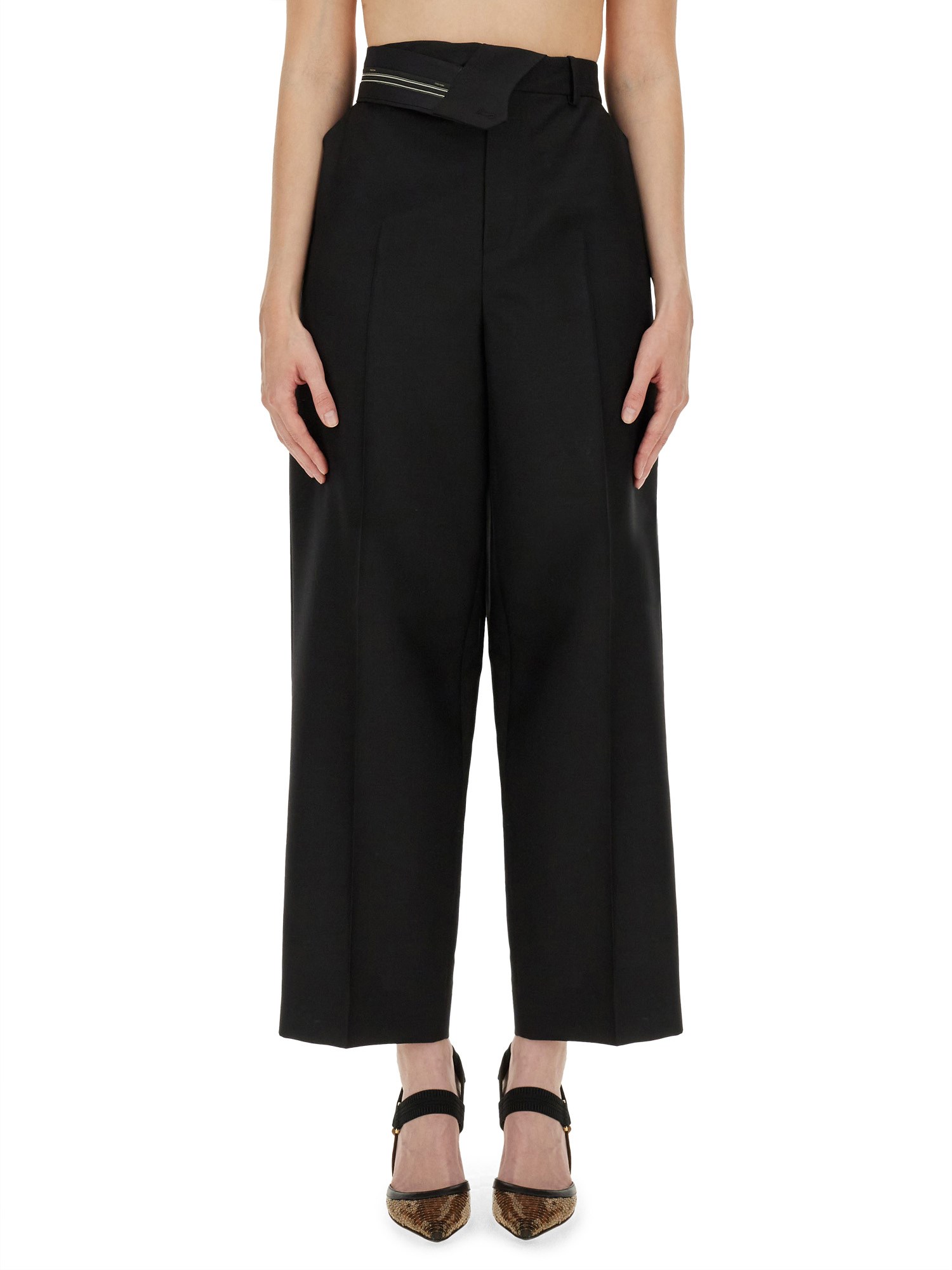 Fendi "kid Mohair Carrot Fit Pants In Black