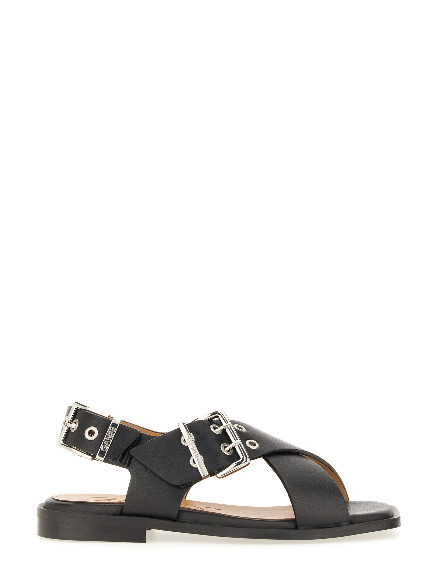 Shop Ganni Studded Sandal In Black