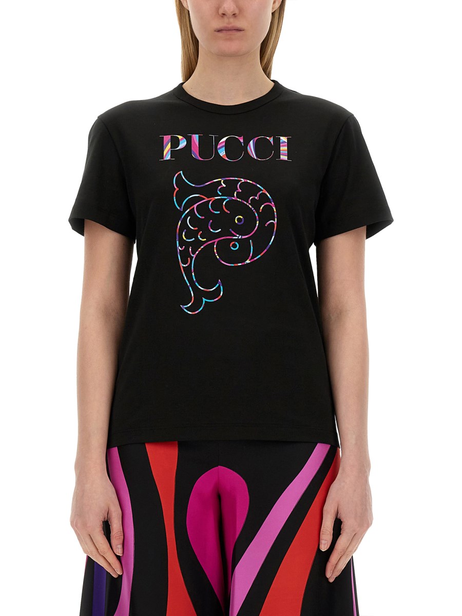 PUCCI T-SHIRT CON LOGO IN COTONE