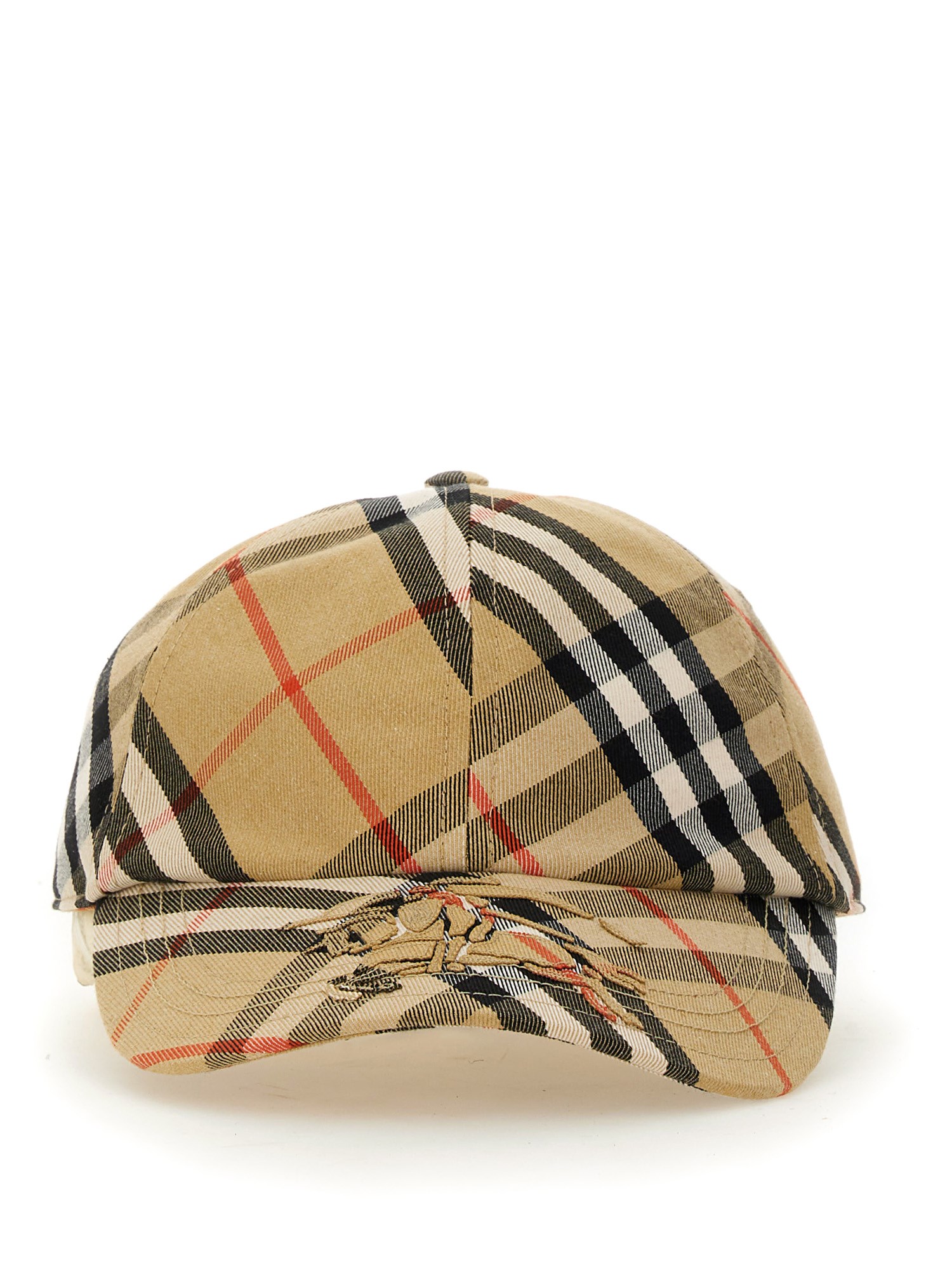 Burberry Check Baseball Hat In Brown