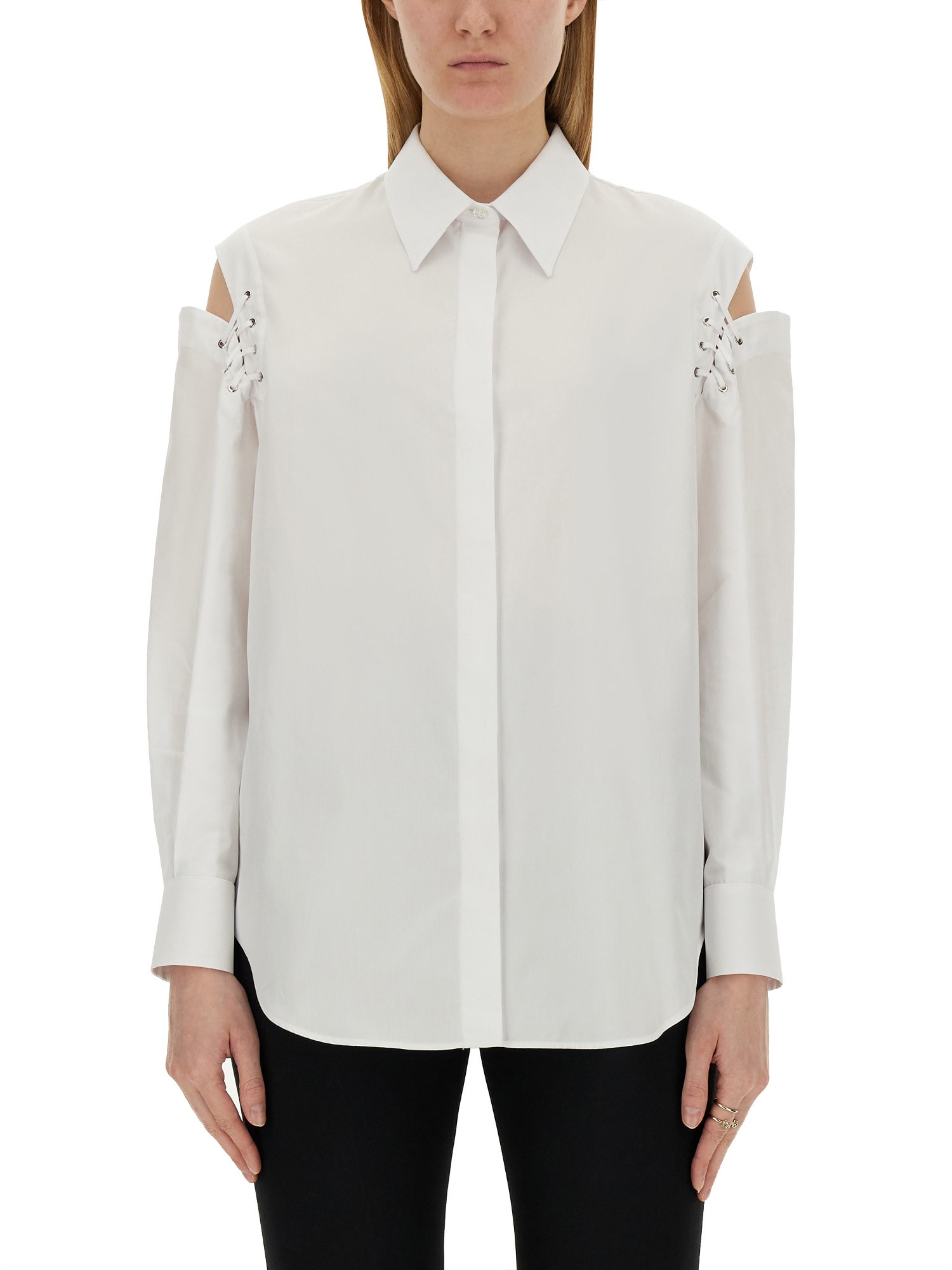 Shop Alexander Mcqueen Cocoon Shirt With Cut-out Details In White