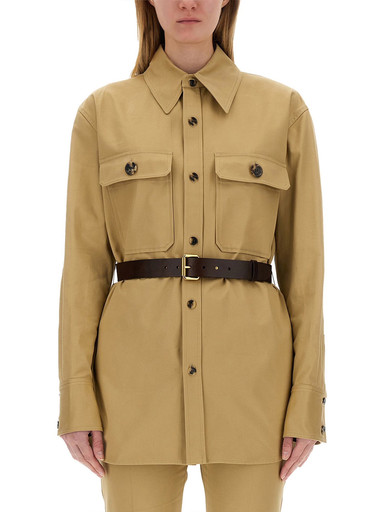 Saint Laurent Saharienne Shirt In Beige