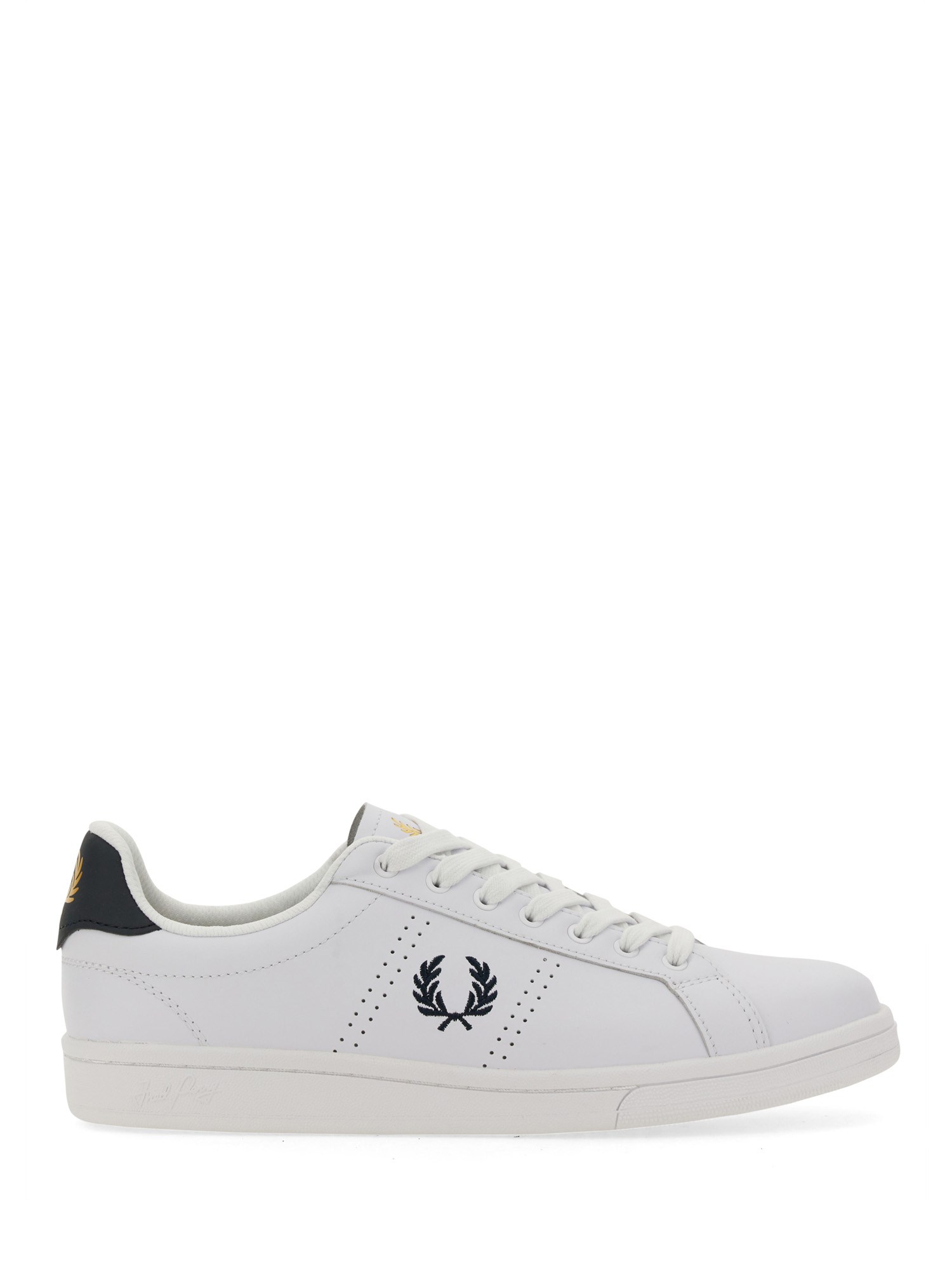 Fred Perry Round Toe Sneakers Featuring Perforated Sides In White